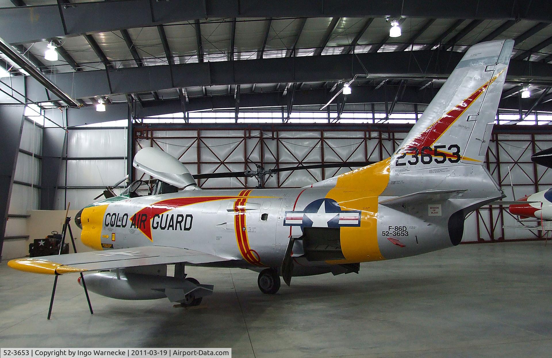 52-3653, 1952 North American F-86D Sabre C/N 190-56, North American F-86D Sabre at the Pueblo Weisbrod Aircraft Museum, Pueblo CO