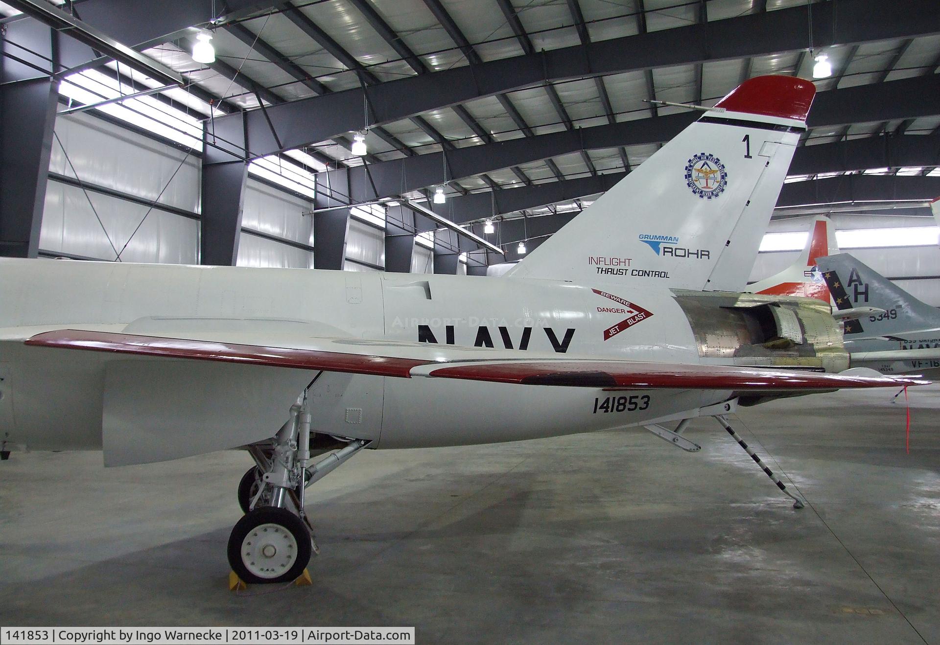 141853, Grumman F11F-1 Tiger C/N 170, Grumman F11F-1 Tiger, converted to flying testbed for experiments with an in-flight thrust reverser in 1974-1975, at the Pueblo Weisbrod Aircraft Museum, Pueblo CO