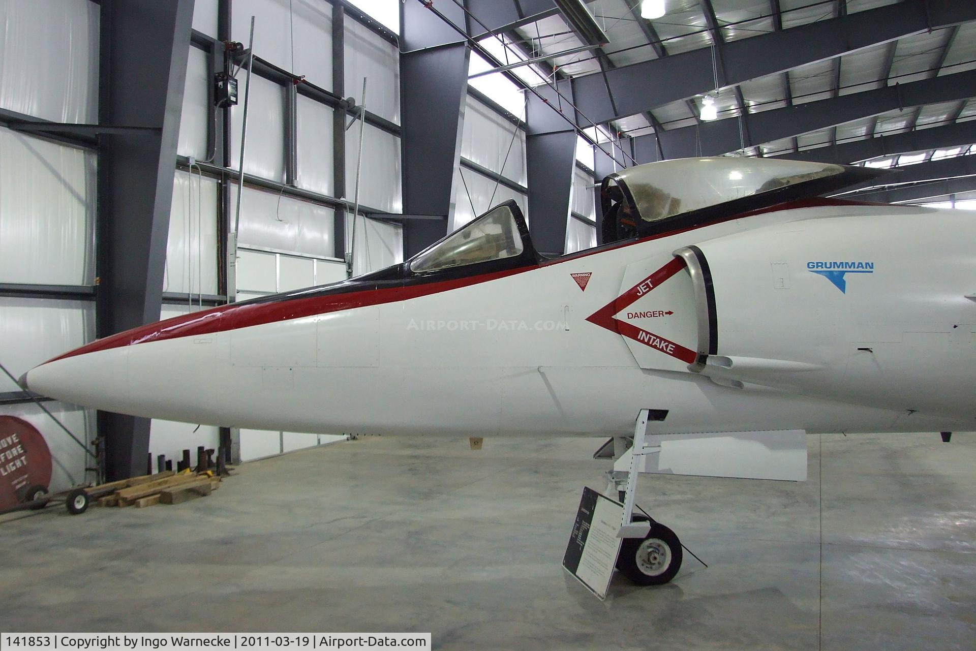 141853, Grumman F11F-1 Tiger C/N 170, Grumman F11F-1 Tiger, converted to flying testbed for experiments with an in-flight thrust reverser in 1974-1975, at the Pueblo Weisbrod Aircraft Museum, Pueblo CO