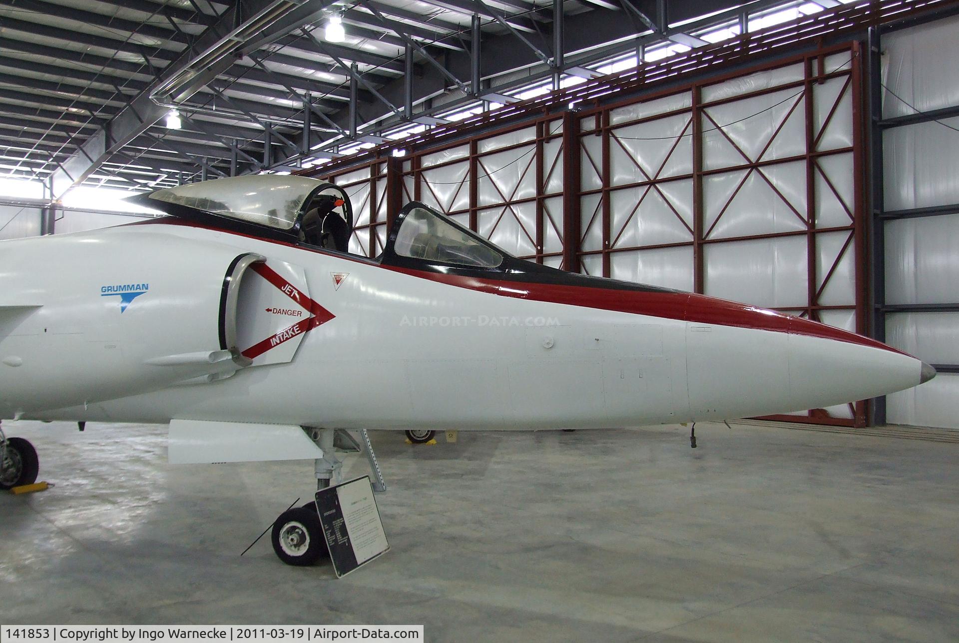 141853, Grumman F11F-1 Tiger C/N 170, Grumman F11F-1 Tiger, converted to flying testbed for experiments with an in-flight thrust reverser in 1974-1975, at the Pueblo Weisbrod Aircraft Museum, Pueblo CO