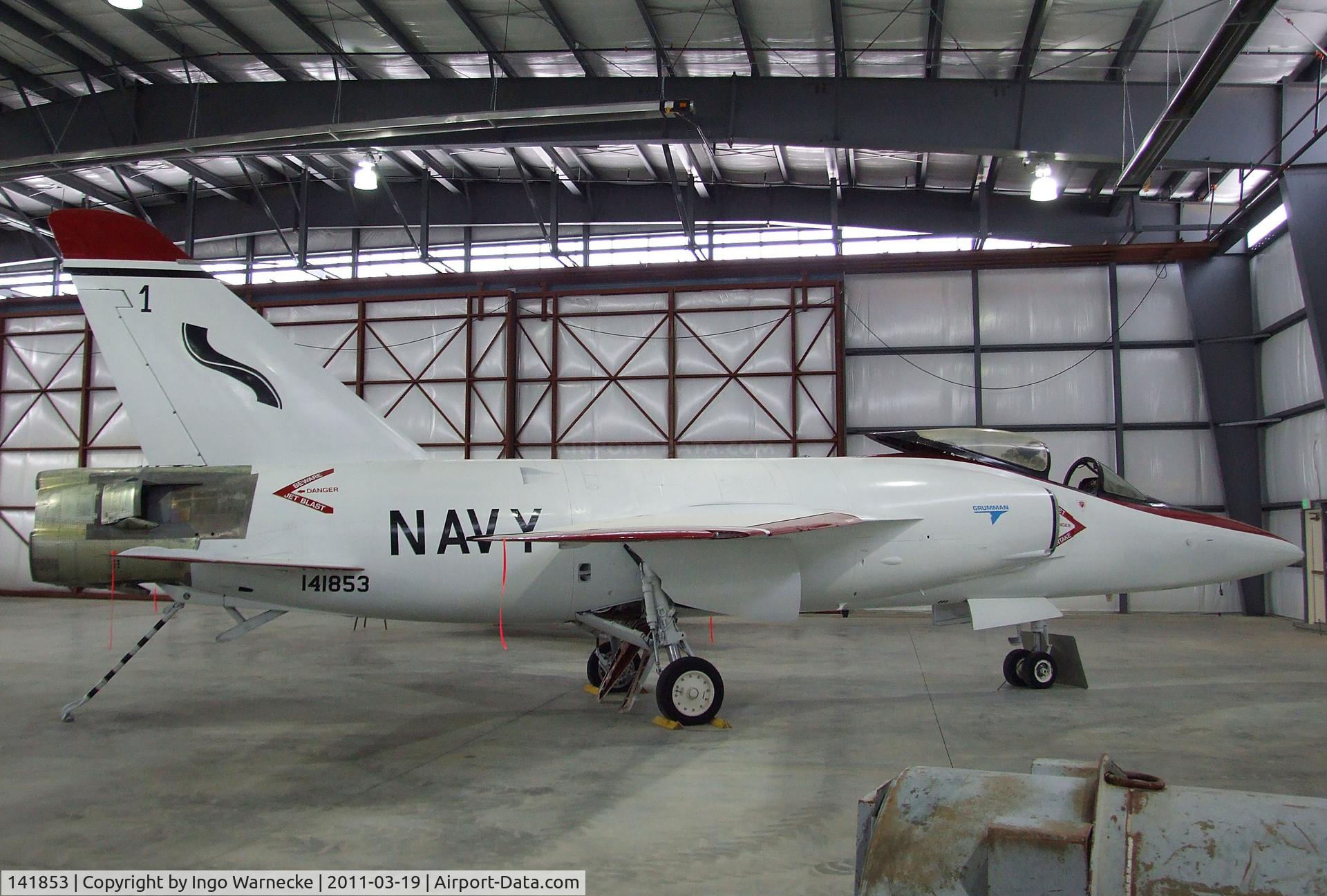 141853, Grumman F11F-1 Tiger C/N 170, Grumman F11F-1 Tiger, converted to flying testbed for experiments with an in-flight thrust reverser in 1974-1975, at the Pueblo Weisbrod Aircraft Museum, Pueblo CO