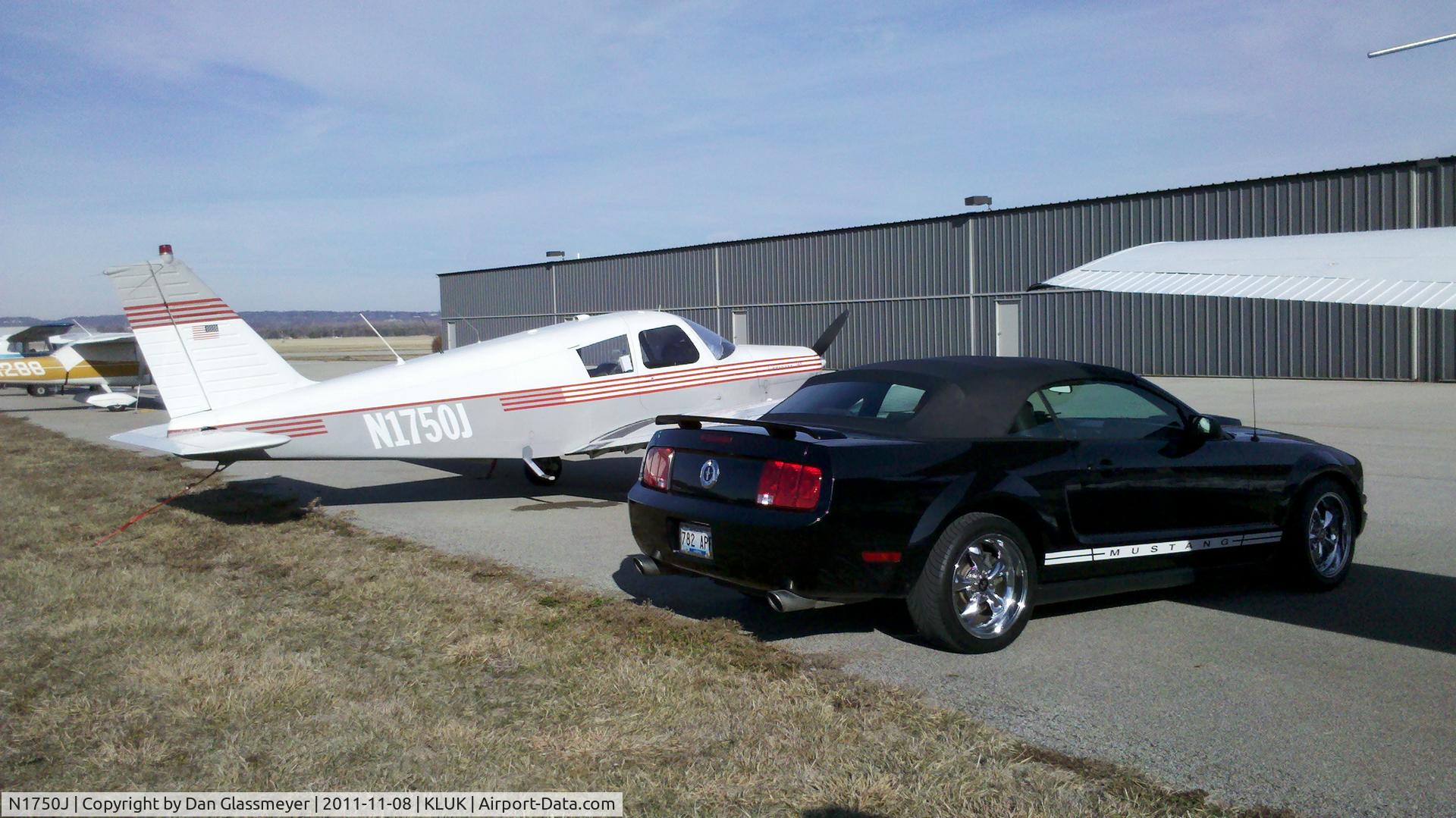 N1750J, 1968 Piper PA-28-140 C/N 28-24169, Winter tie-down at Lunken, Cincinnati, next to my other toy.