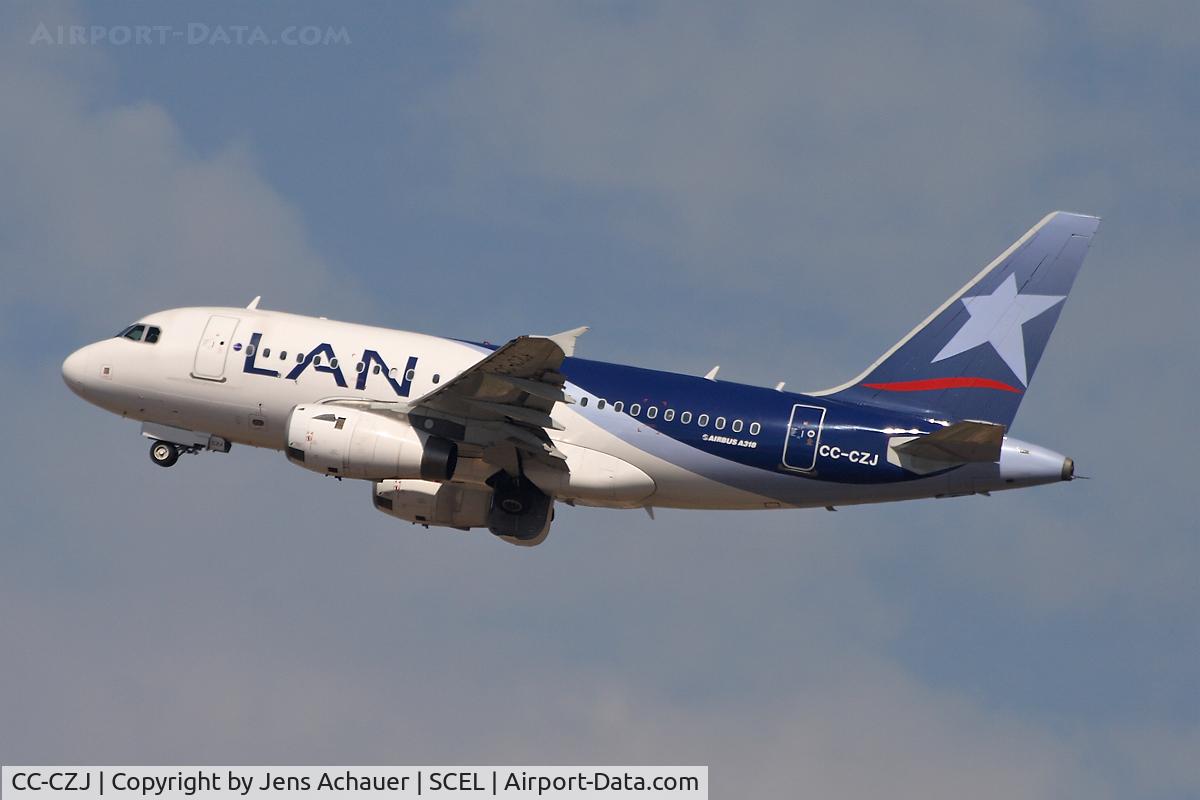 CC-CZJ, 2008 Airbus A318-121 C/N 3585, Take off - New reg. for airport-data.com