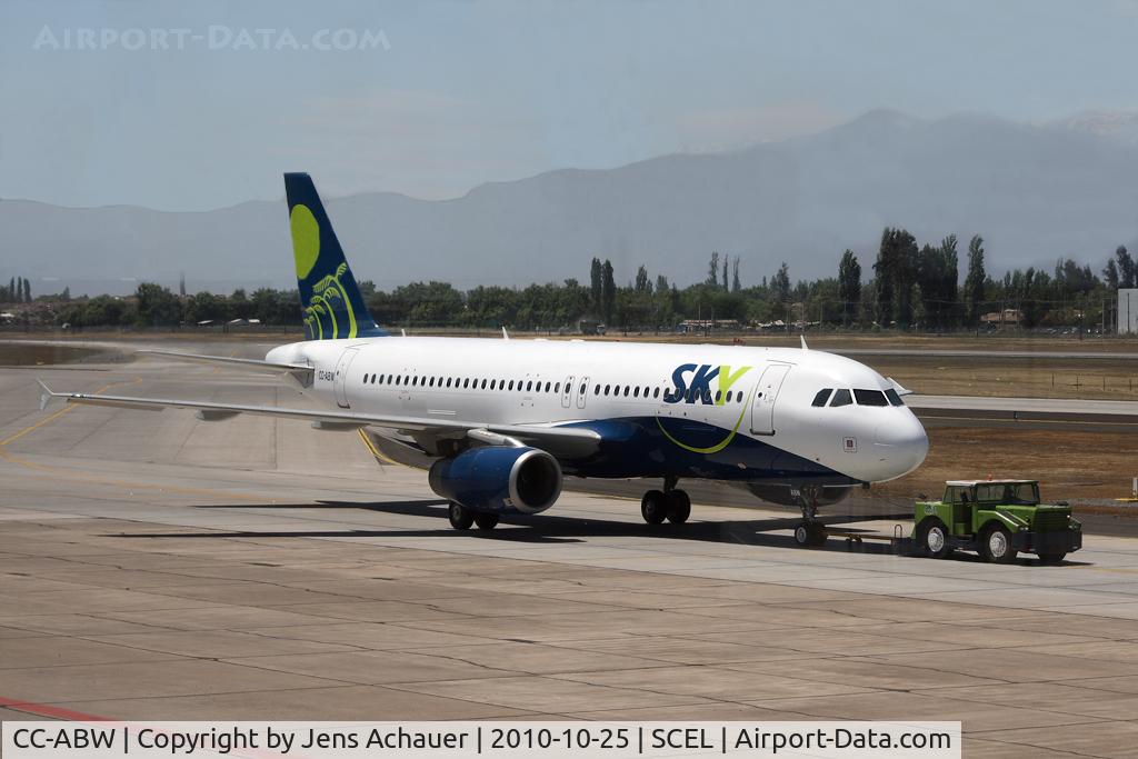 CC-ABW, 2001 Airbus A320-233 C/N 1523, Towing to gate - picture was taking out of the terminal