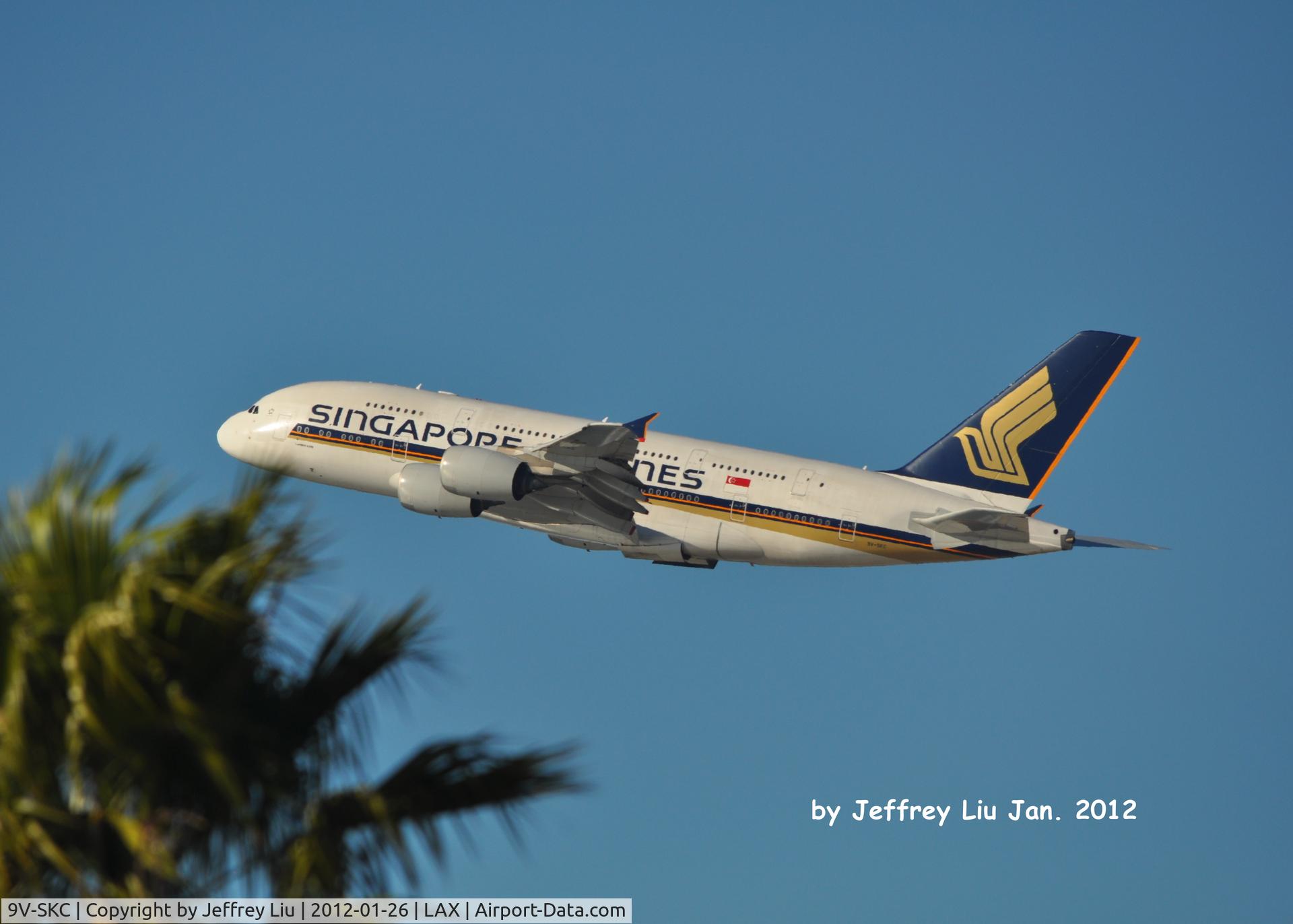 9V-SKC, 2006 Airbus A380-841 C/N 006, taking off from LAX