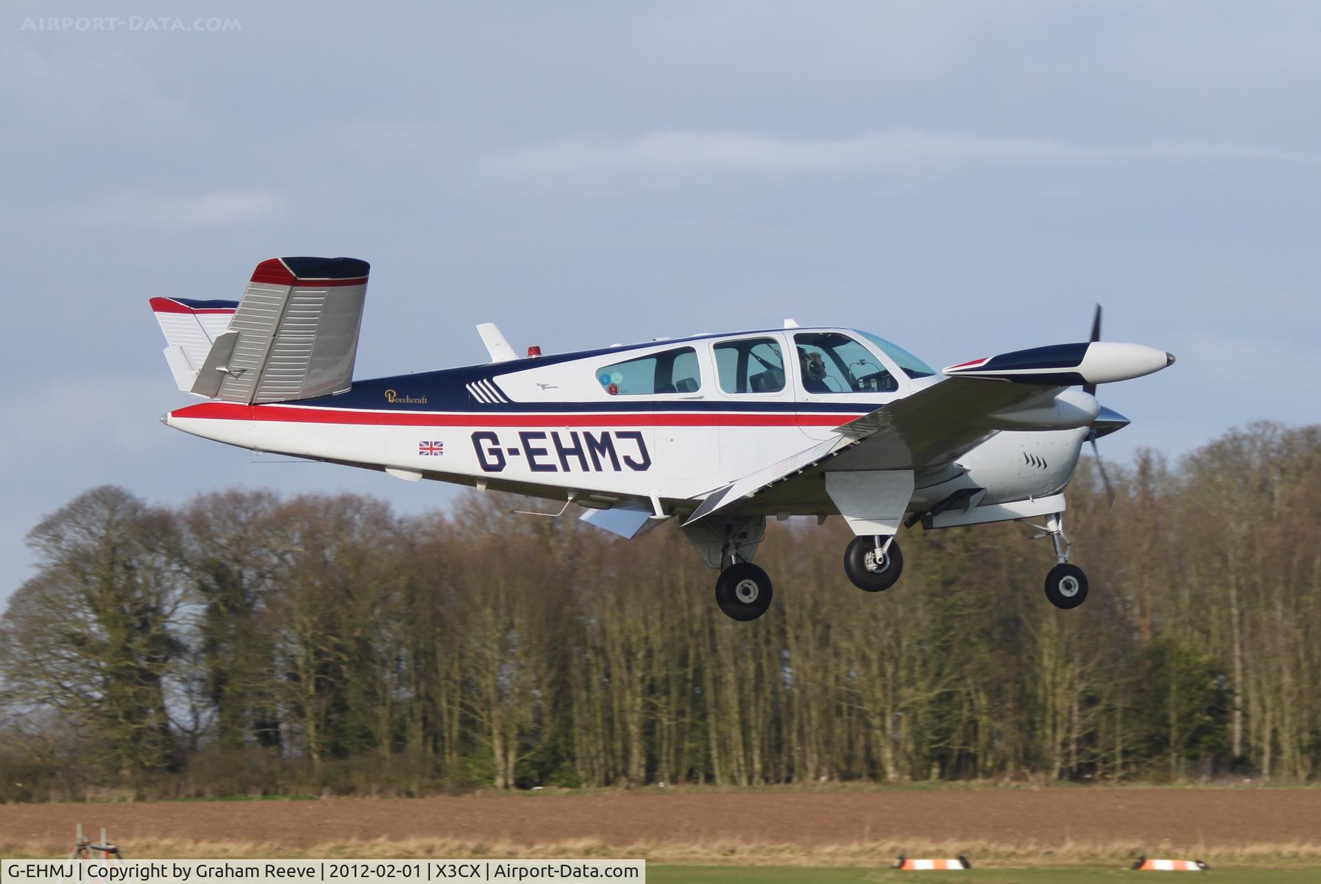 G-EHMJ, 1965 Beech S35 Bonanza Bonanza C/N D-7879, Landing at Northrepps.