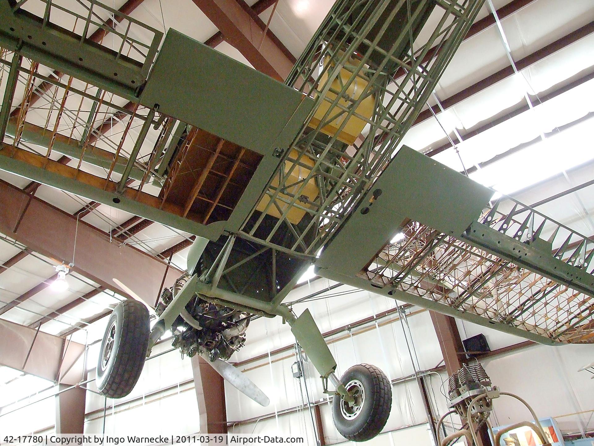 42-17780, Boeing PT-13D Kaydet (E75) C/N 75-5943, Stearman PT-13D (minus outer skin) at the Pueblo Weisbrod Aircraft Museum, Pueblo CO