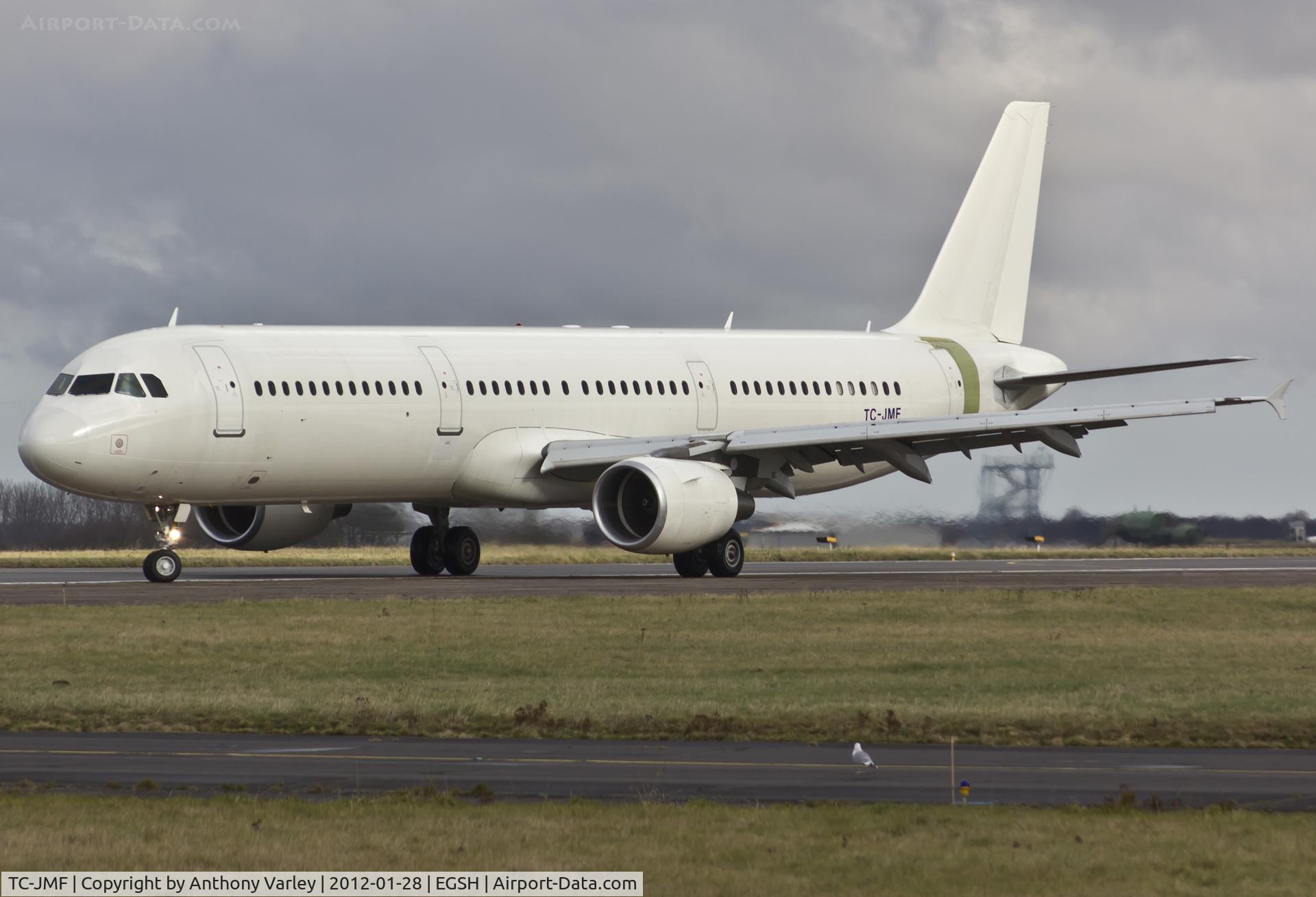 TC-JMF, 2000 Airbus A321-211 C/N 1233, Arriving at EGSH for spray into Nordwind Livery.