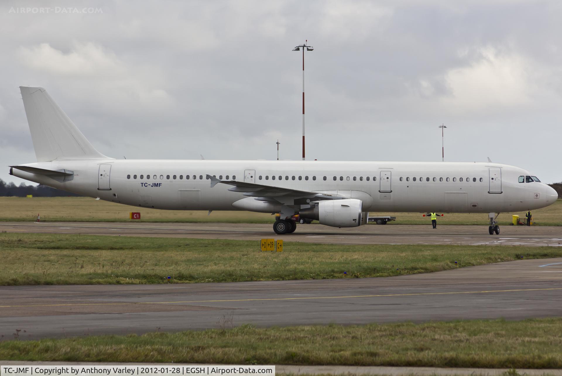 TC-JMF, 2000 Airbus A321-211 C/N 1233, Arriving at EGSH for spray into Nordwind Livery.