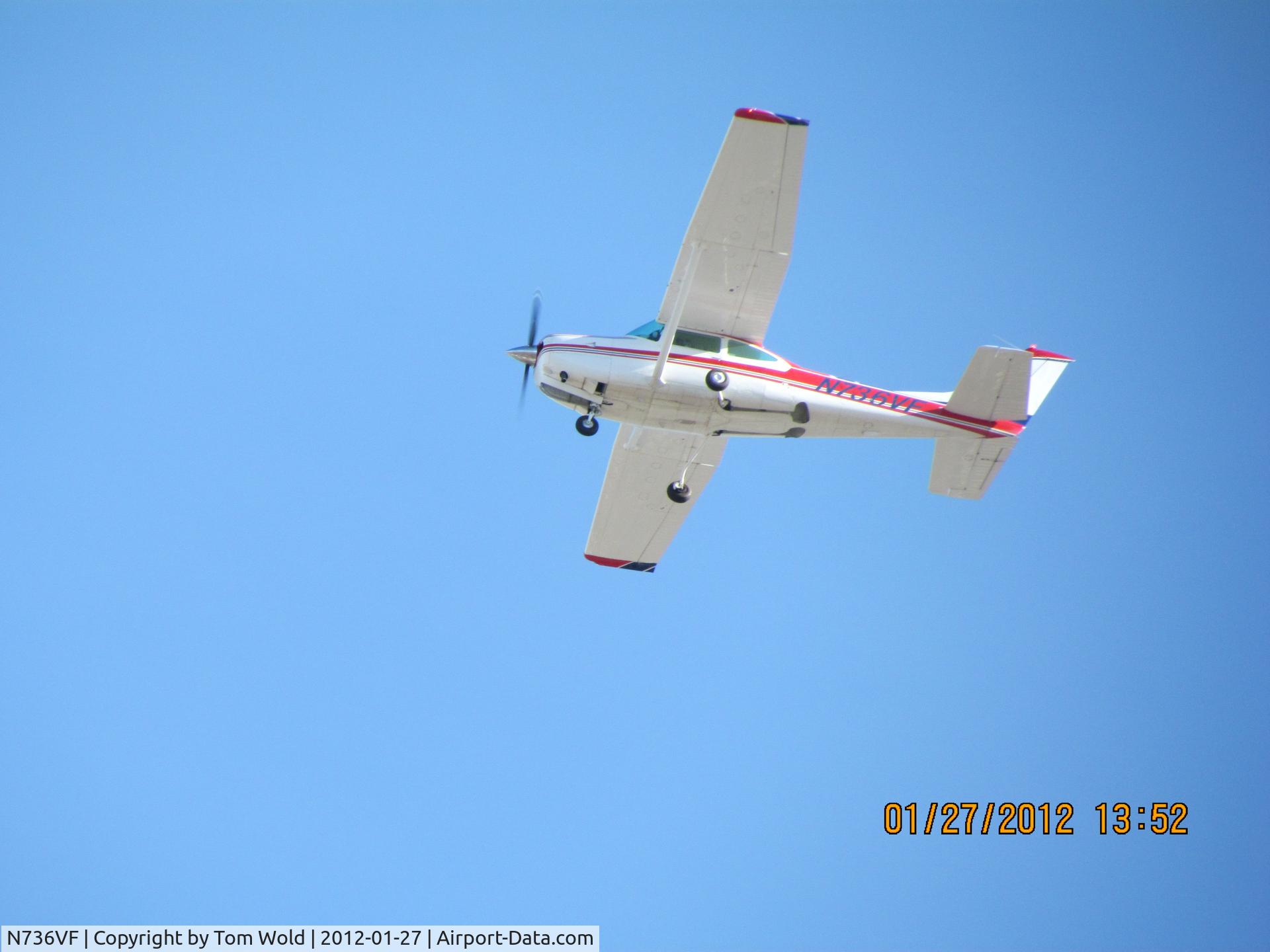 N736VF, 1978 Cessna TR182 Turbo Skylane RG C/N R18200776, Took this photo of N736F flying over the Arden Arcade area in Sacramento Ca.