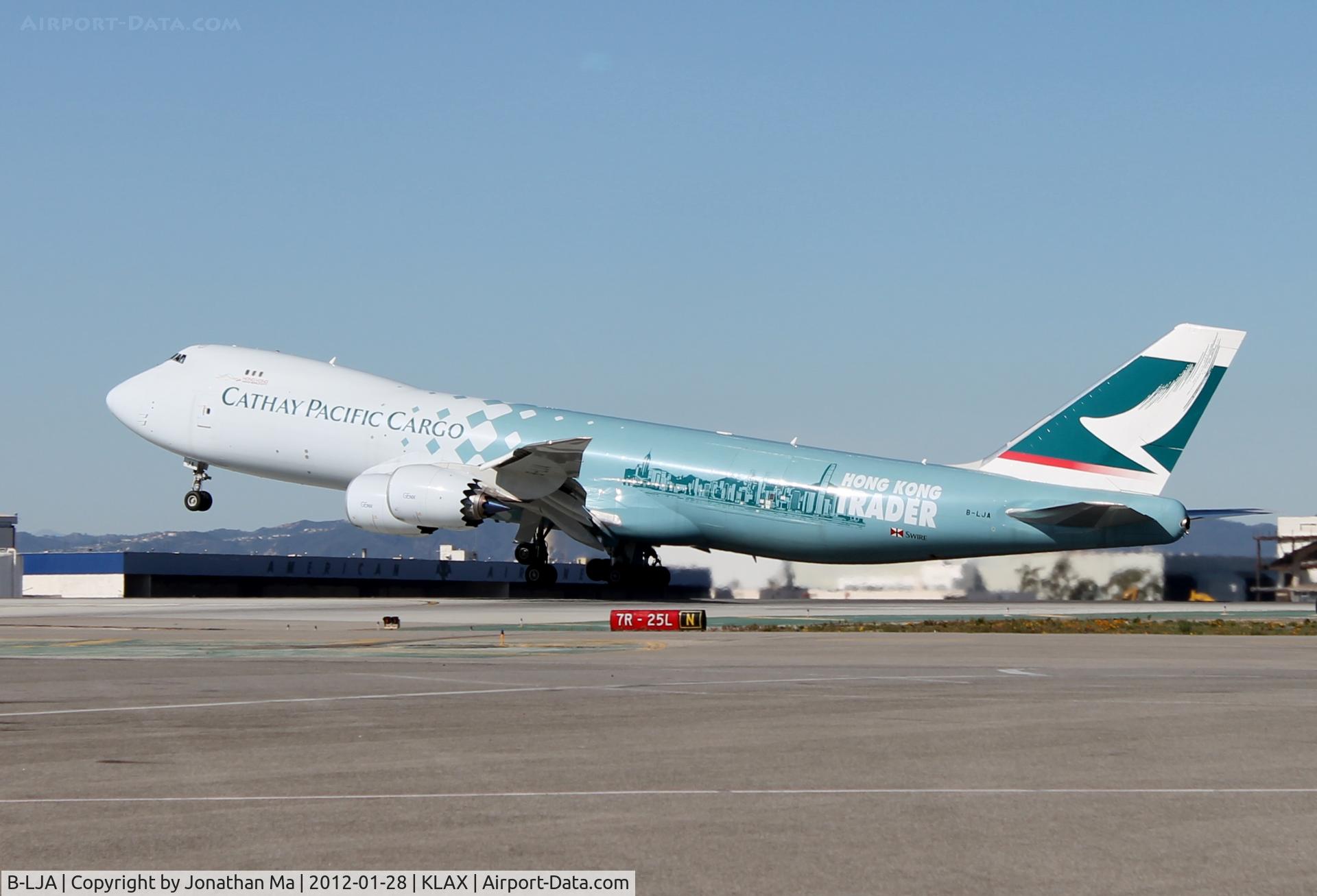 B-LJA, 2011 Boeing 747-867F/SCD C/N 39238, 747-8 takes off from LAX