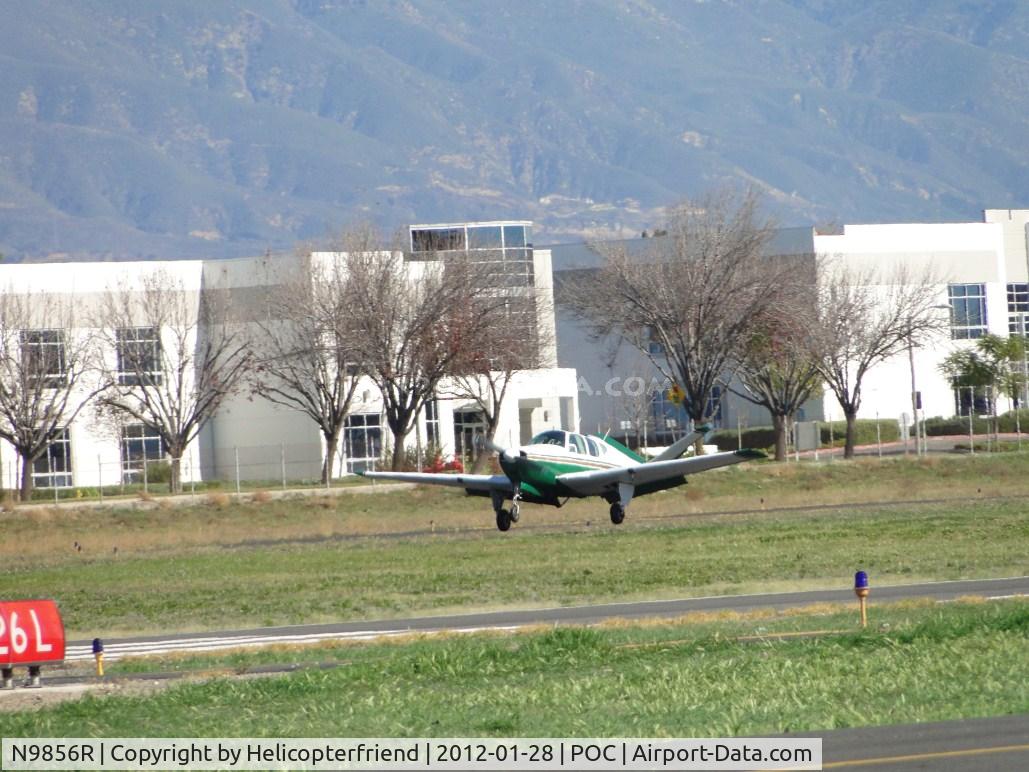 N9856R, 1960 Beech M35 Bonanza C/N D-6398, Touching down on runway 26R