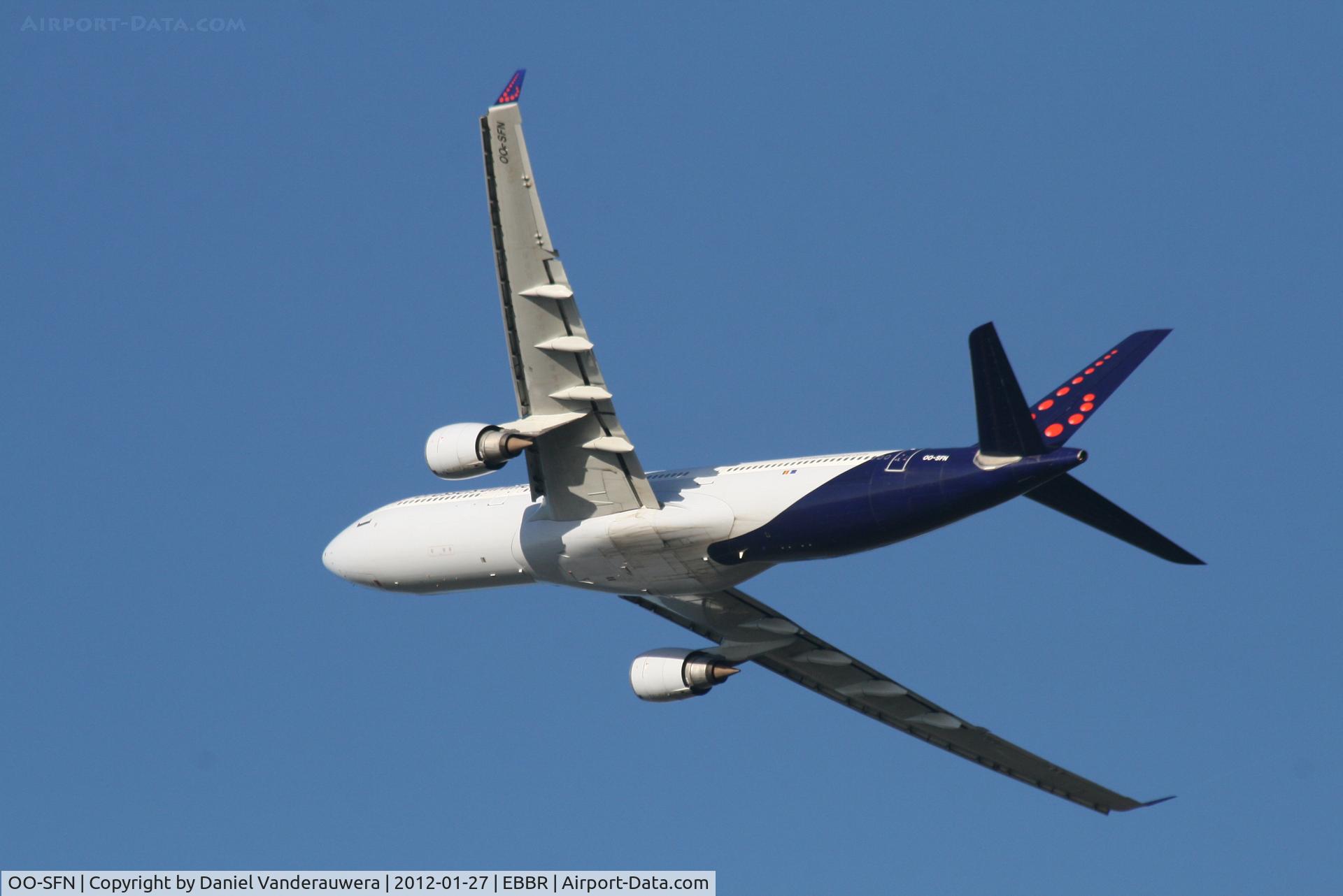 OO-SFN, 1993 Airbus A330-301 C/N 037, Flight SN353 is climbing from RWY 25R