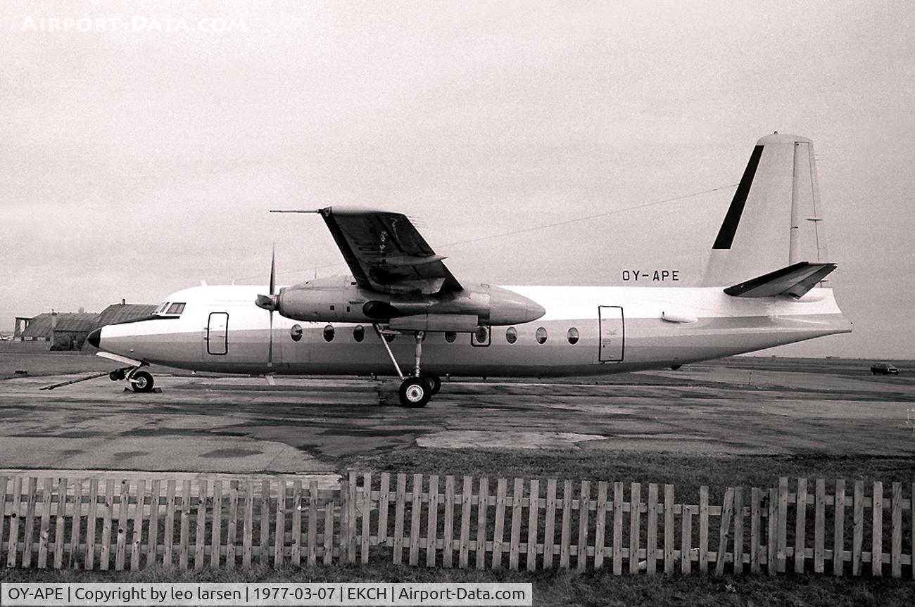OY-APE, 1970 Fokker F.27-600 Friendship C/N 10443, Copenhagen Kastrup 7.3.77