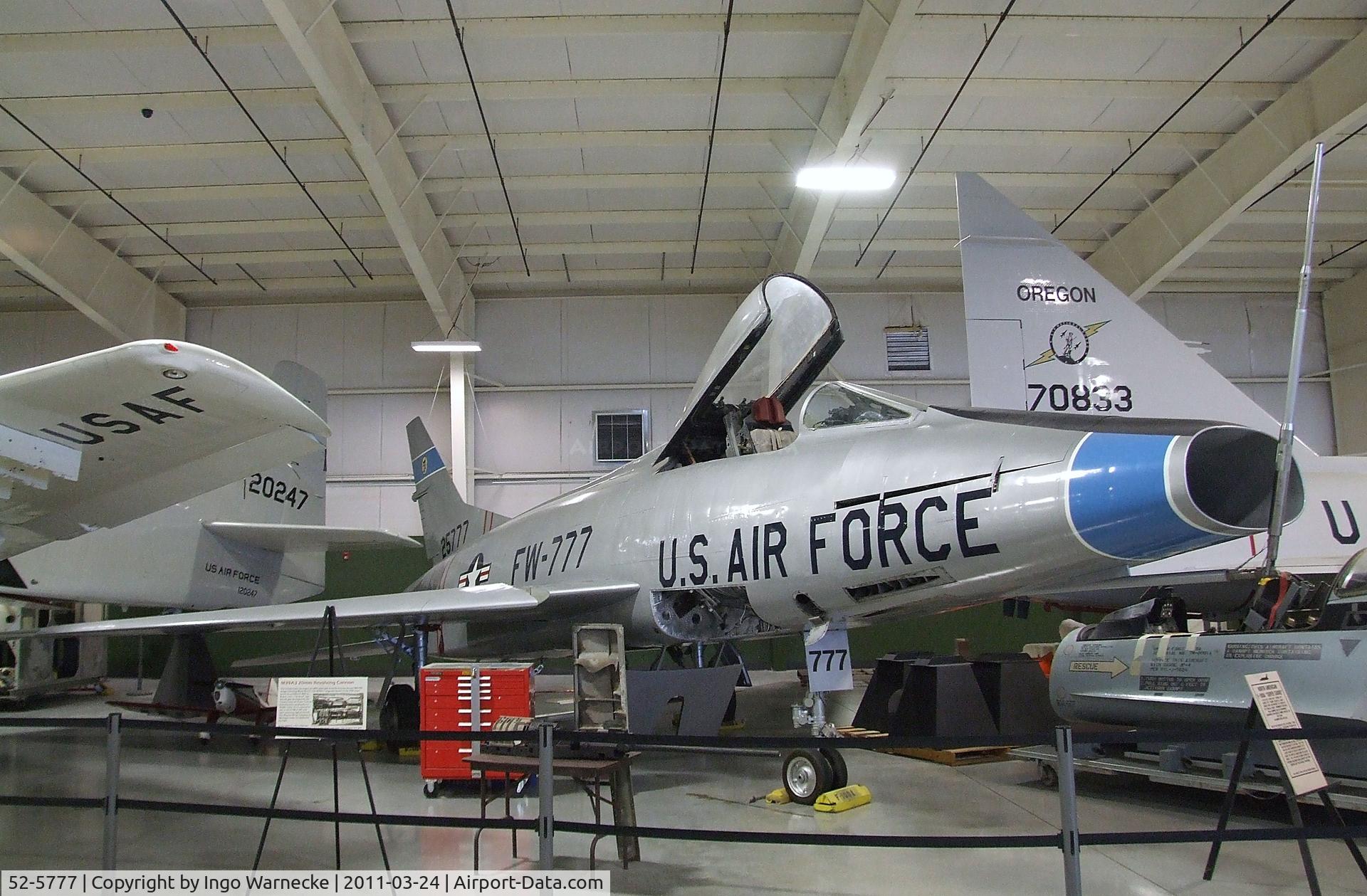 52-5777, 1952 North American F-100A Super Sabre C/N 192-22, North American F-100A Super Sabre at the Hill Aerospace Museum, Roy UT