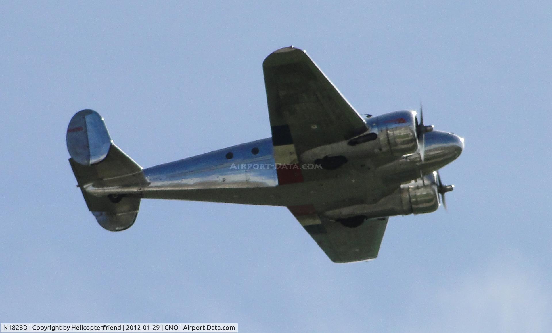 N1828D, 1952 Beech D18S C/N A-837, Doing a fly by over runway 26R