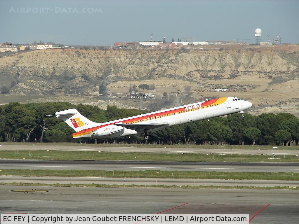 EC-FEY, 1991 McDonnell Douglas MD-87 (DC-9-87) C/N 53208, take off to Las Palmas