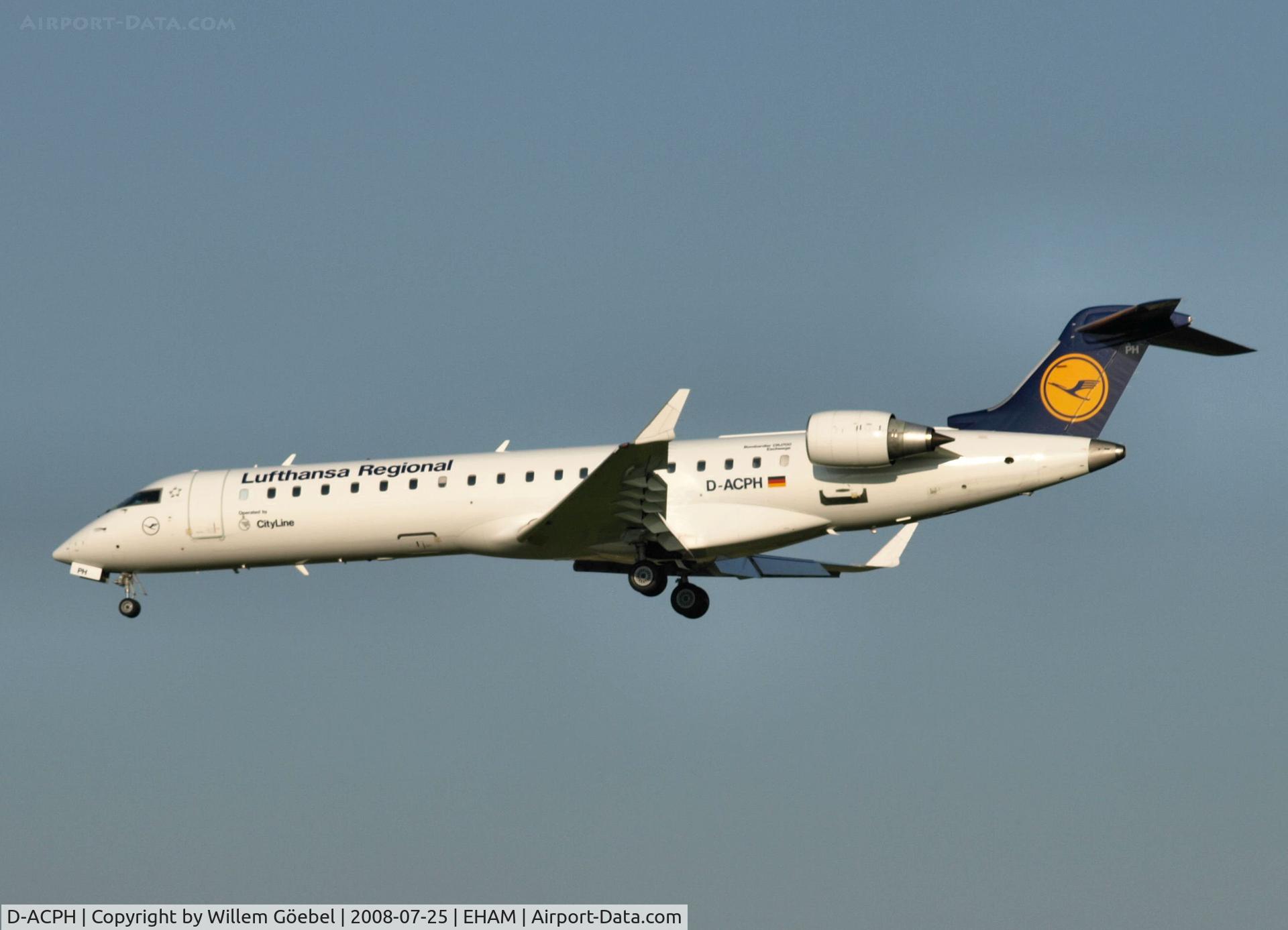 D-ACPH, 2002 Canadair CRJ-701ER (CL-600-2C10) Regional Jet C/N 10043, Landing on runway C18 of Schiphol Airport