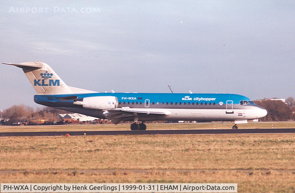 PH-WXA, 1996 Fokker 70 (F-28-0070) C/N 11570, KLM Cityhopper. New cs, grey banner