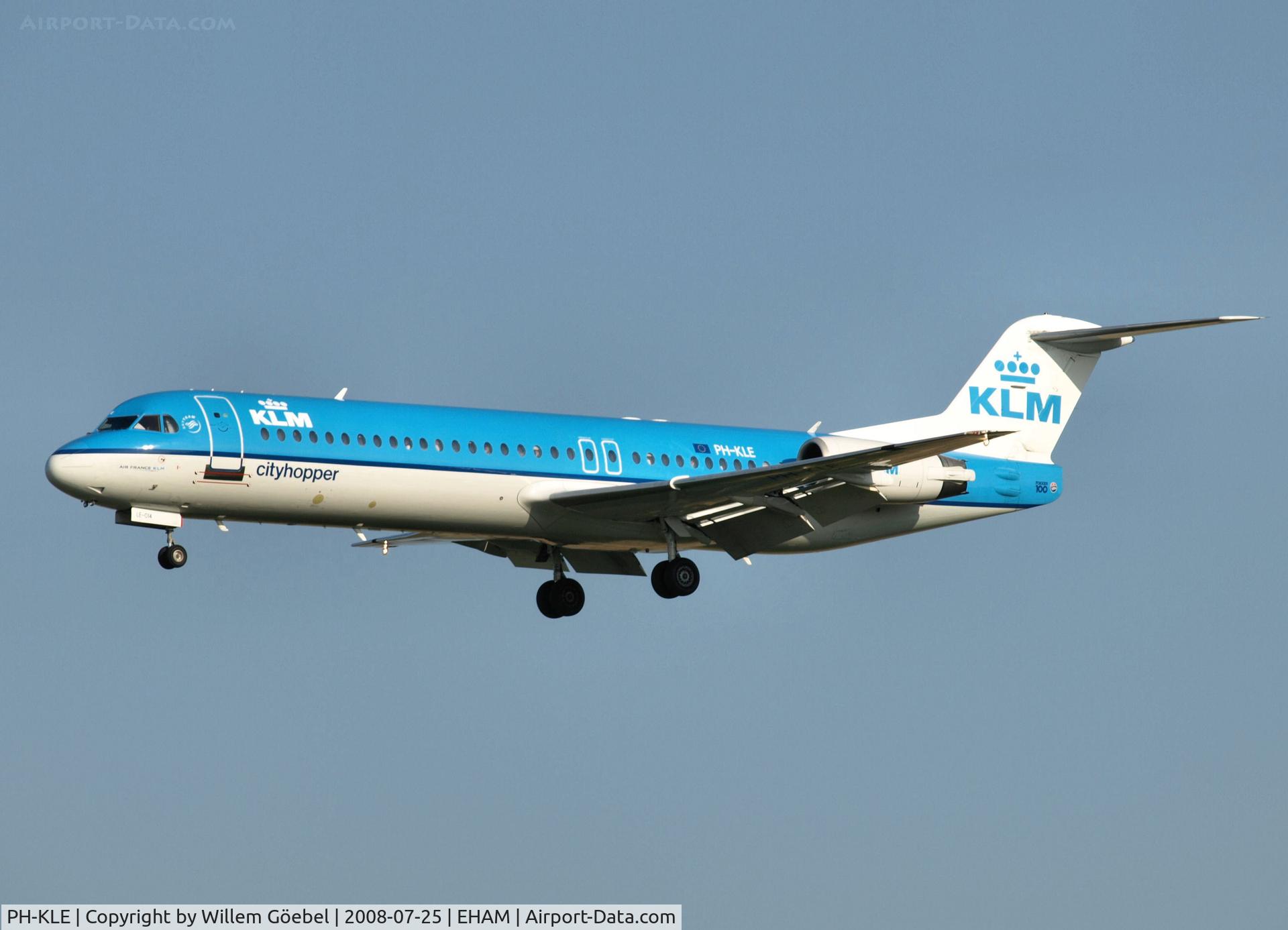 PH-KLE, 1989 Fokker 100 (F-28-0100) C/N 11270, Landing on runway C18 of Schiphol Airport