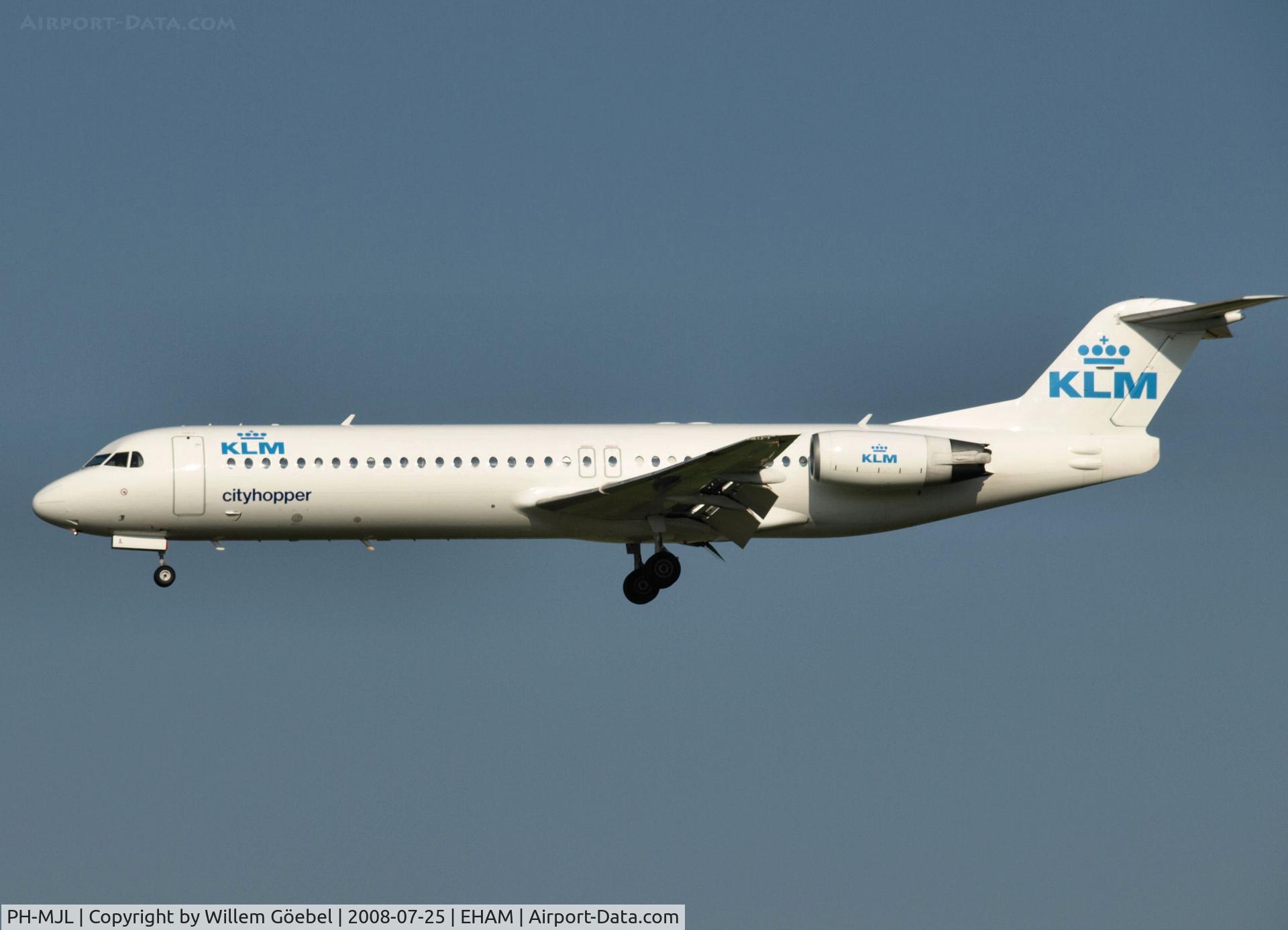 PH-MJL, 1994 Fokker 100 (F-28-0100) C/N 11527, Landing on runway C18 of Schiphol Airport