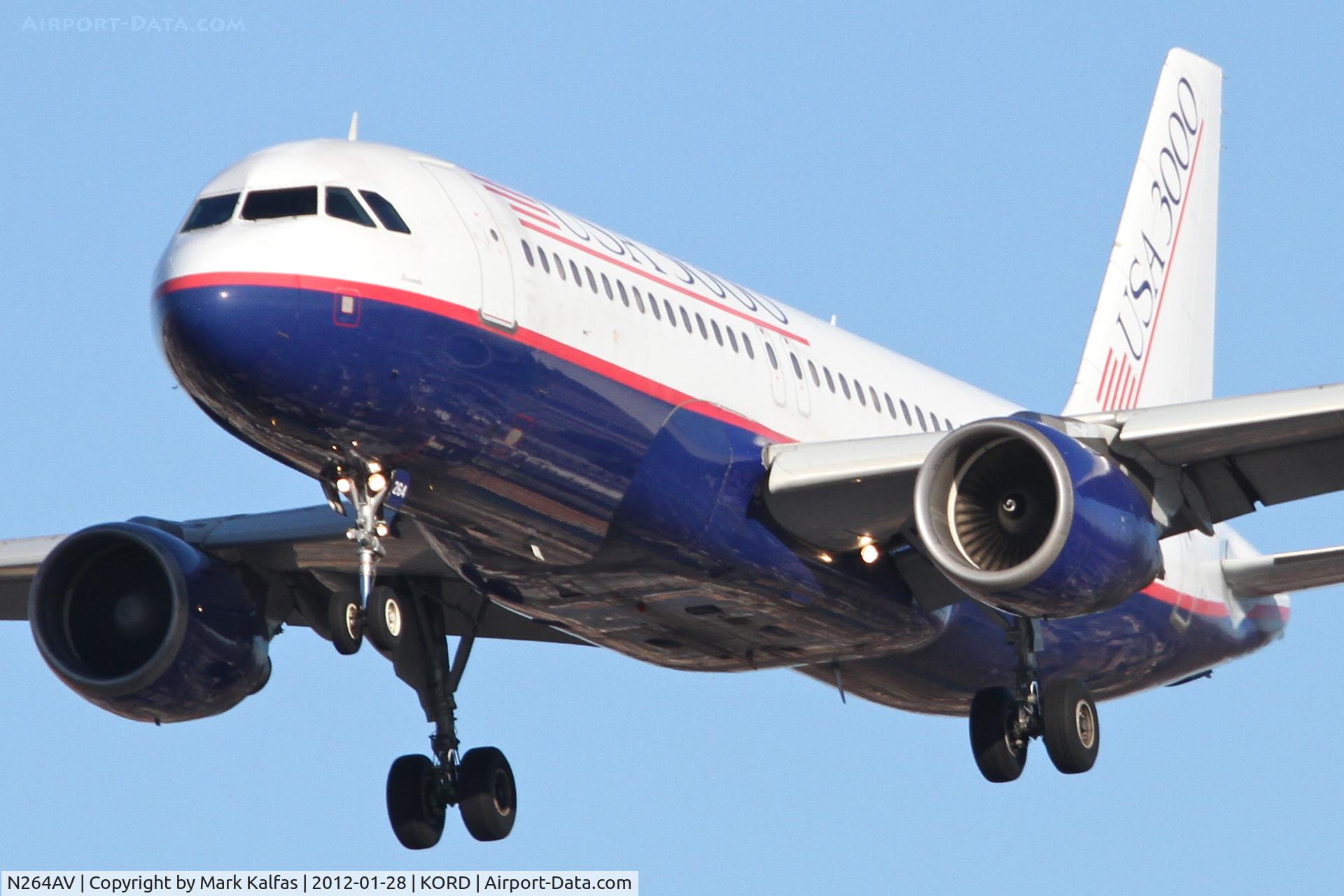 N264AV, 2002 Airbus A320-214 C/N 1867, USA3000 Airbus A320-214, GWY503 arriving from MMUN / CUN, RWY 28 approach KORD.