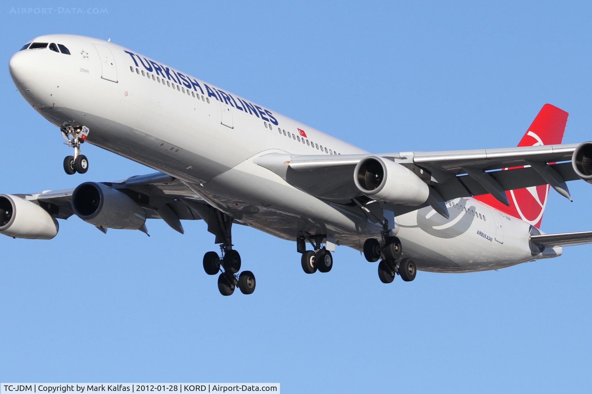 TC-JDM, 1996 Airbus A340-311 C/N 115, Turkish Airlines Airbus A340-311, THY5 arriving from Istanbul - LTBA / IST, RWY 28 approach KORD.