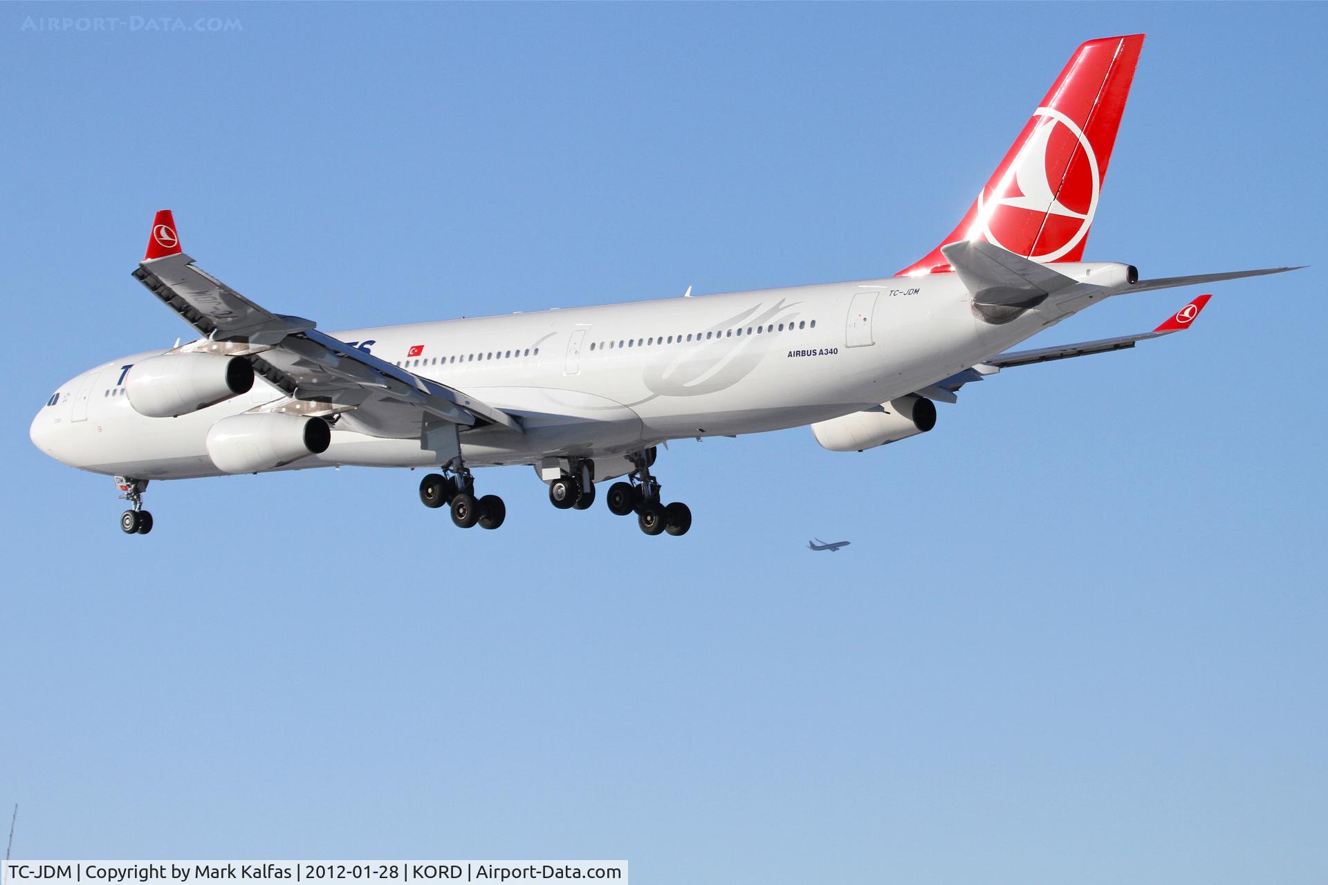 TC-JDM, 1996 Airbus A340-311 C/N 115, Turkish Airlines Airbus A340-311, THY5 arriving from Istanbul - LTBA / IST, RWY 28 approach KORD