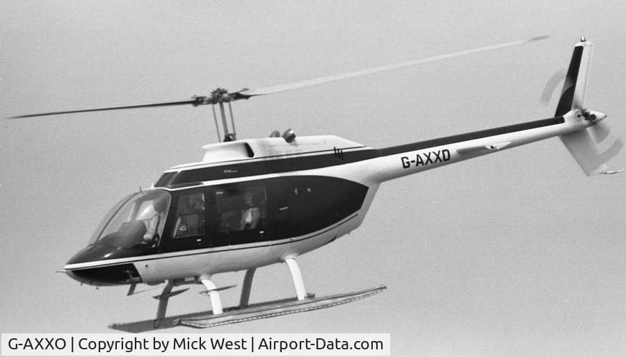 G-AXXO, 1969 Bell 206A JetRanger C/N 420, Bell 206A G-AXXO departing London Heathrow in 1972 for Silverstone race track
