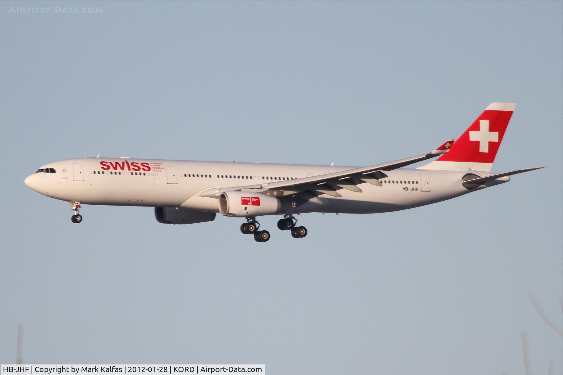 HB-JHF, 2010 Airbus A330-343X C/N 1089, Swiss Airbus A330-343X, SRW84 arriving from Zurich - LSZH / ZRH, RWY 27L approach KORD.