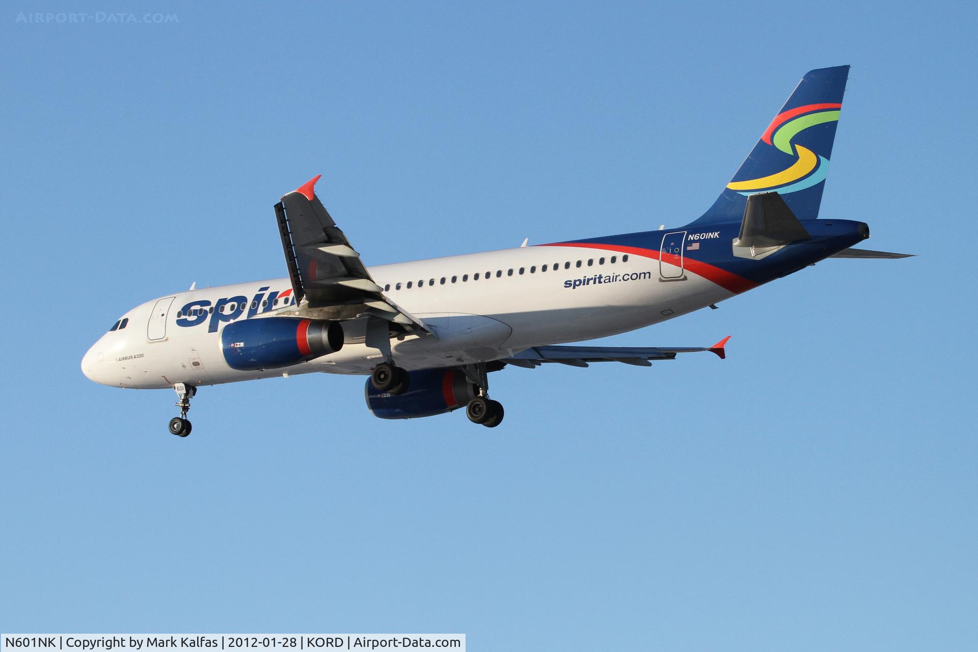 N601NK, 2010 Airbus A320-232 C/N 4206, Spirit Airlines A320-232, NKS630 arriving from KDFW, RWY 28 approach KORD.