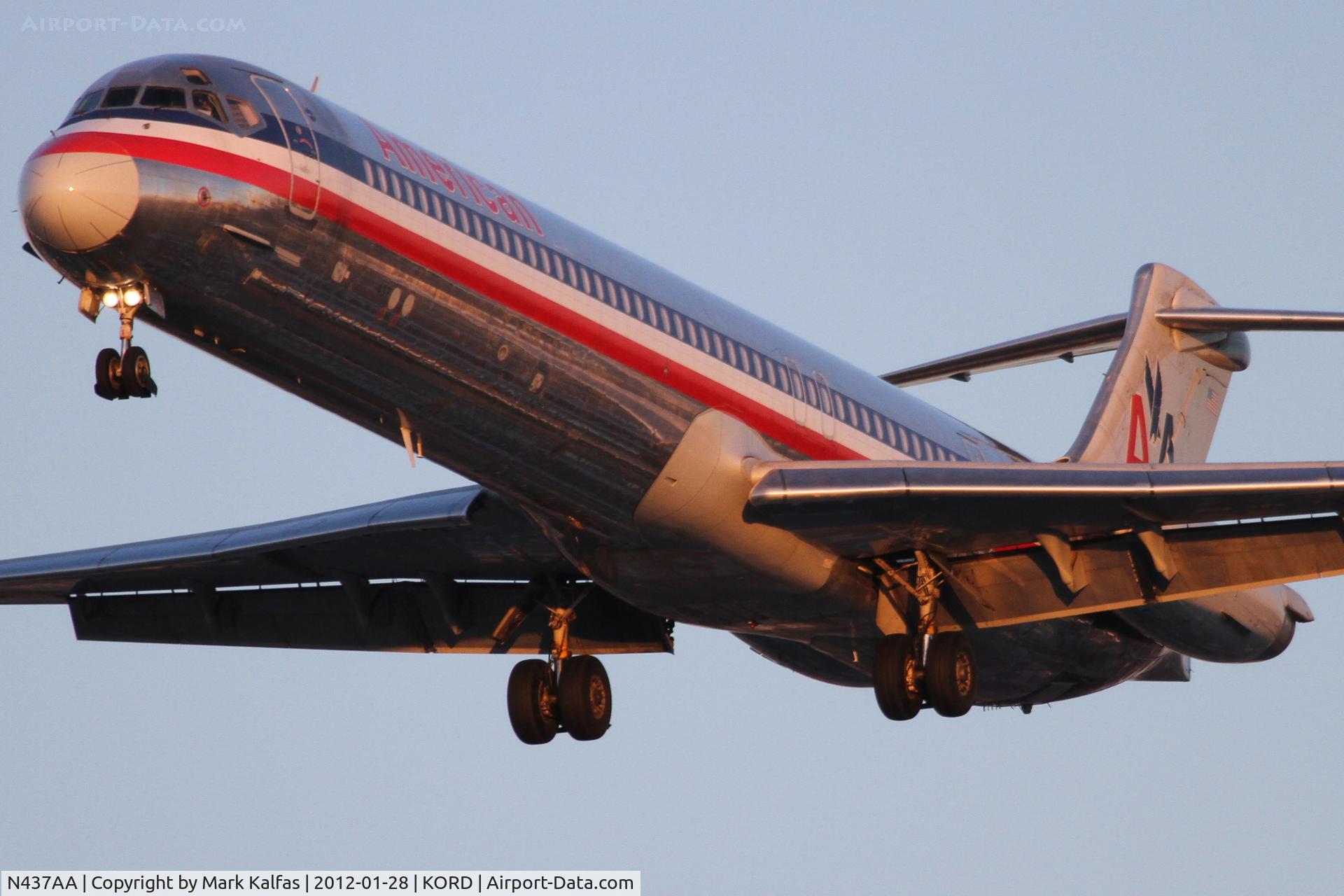 N437AA, 1987 McDonnell Douglas MD-83 (DC-9-83) C/N 49455, American Airlines Mcdonnell Douglas DC-9-83, AAL1852 arriving from MMPR / PVR, RWY 28 approach KORD.