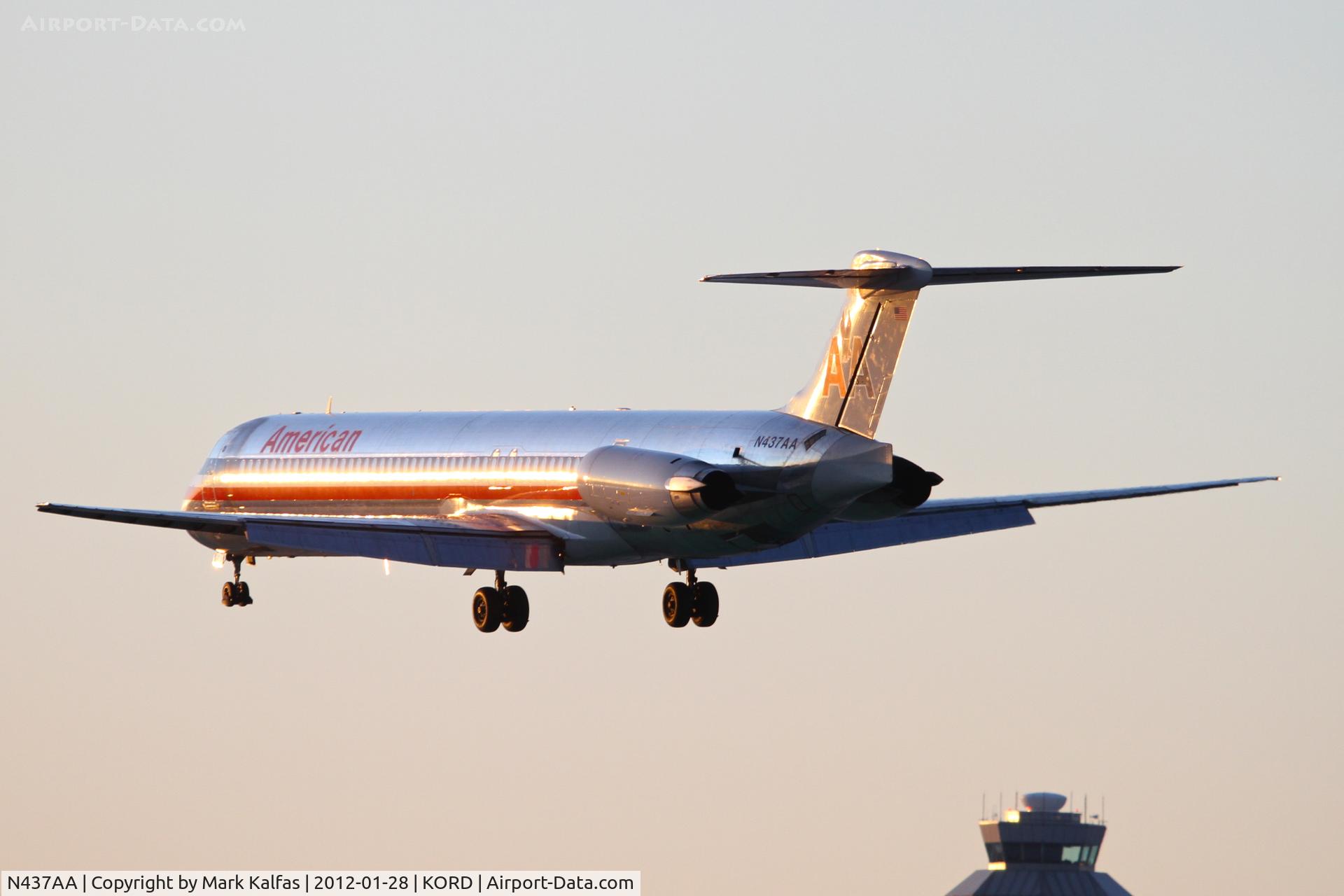 N437AA, 1987 McDonnell Douglas MD-83 (DC-9-83) C/N 49455, American Airlines Mcdonnell Douglas DC-9-83, AAL1852 arriving from MMPR / PVR, RWY 28 approach KORD.