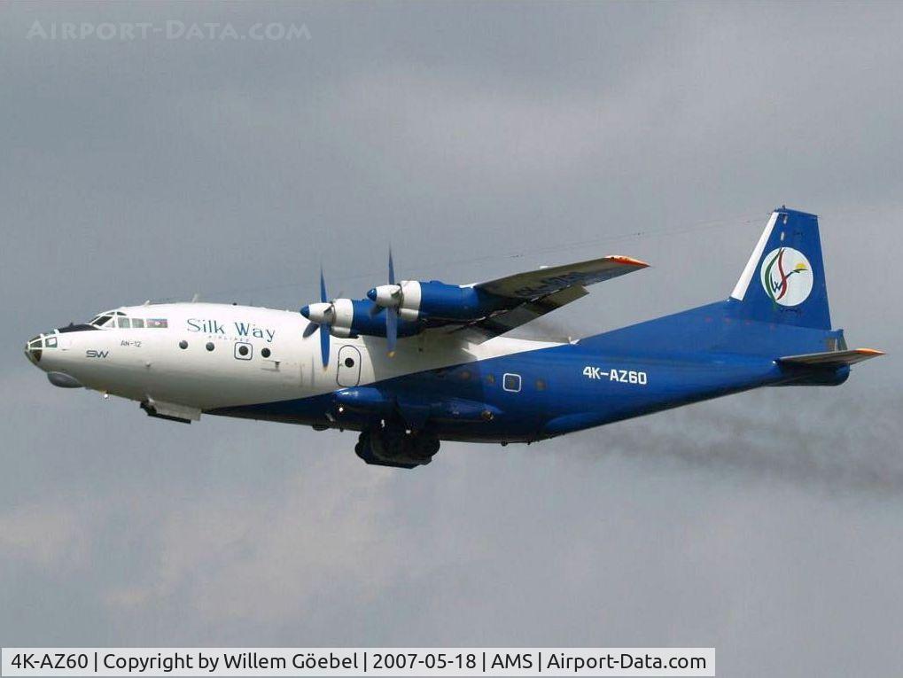 4K-AZ60, 2008 Antonov An-12BP C/N 5343510, Take off from runway 24 of Amsterdam Airport