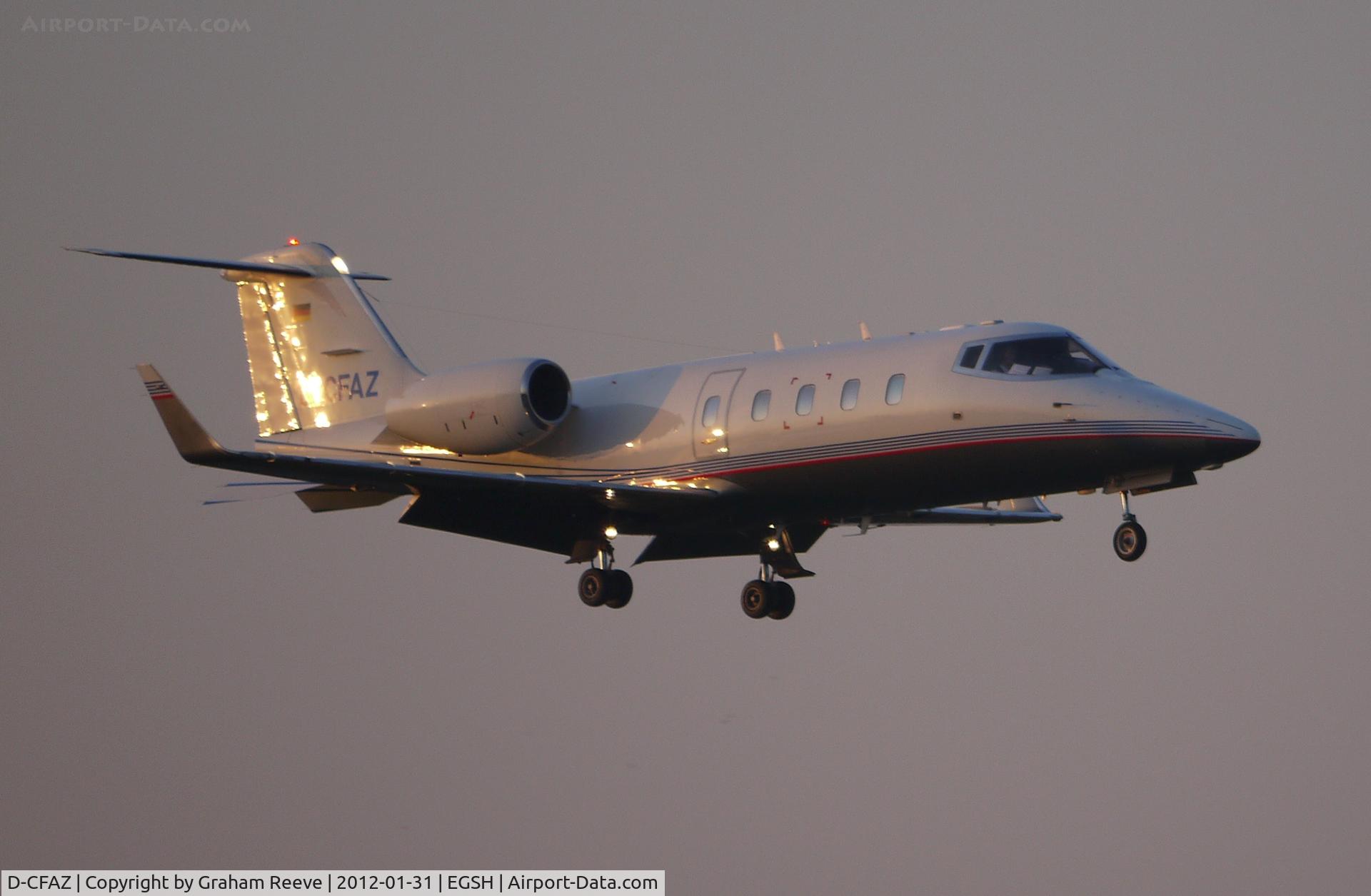 D-CFAZ, 1988 Learjet 55C C/N 55C-136, Landing at Norwich