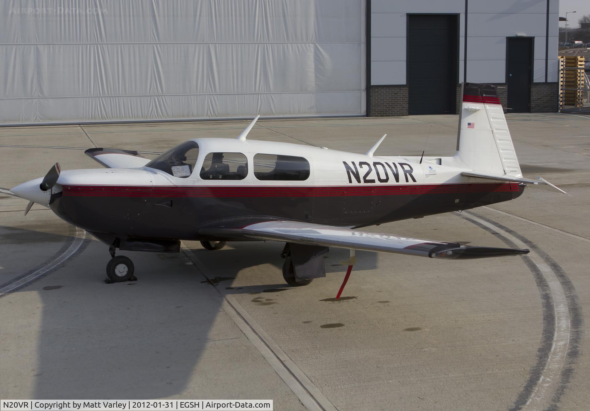 N20VR, 1997 Mooney M20K C/N 25-2016, Sat on stand at SaxonAir.