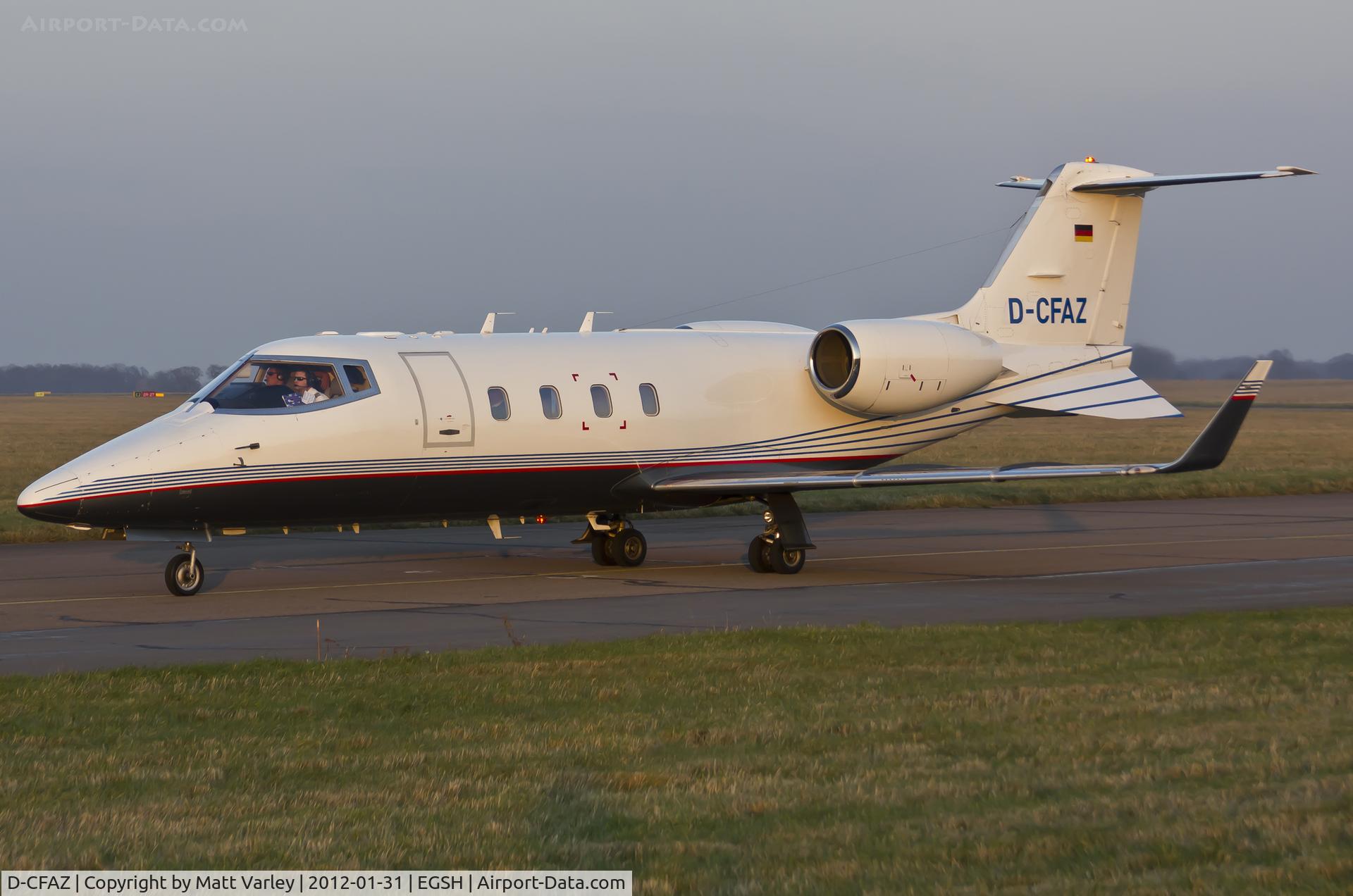 D-CFAZ, 1988 Learjet 55C C/N 55C-136, IFA2057 (Medi-Vac) arriving at SaxonAir.