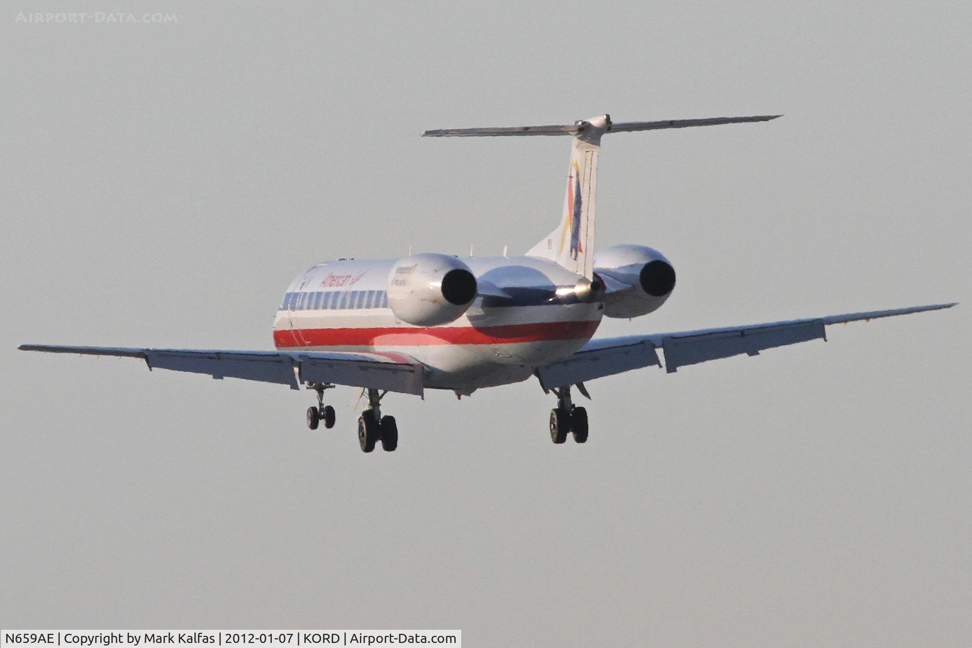 N659AE, 2003 Embraer ERJ-145LR (EMB-145LR) C/N 145762, American Eagle N659AE Embraer EMB-145LR RWY 28 approach KORD.