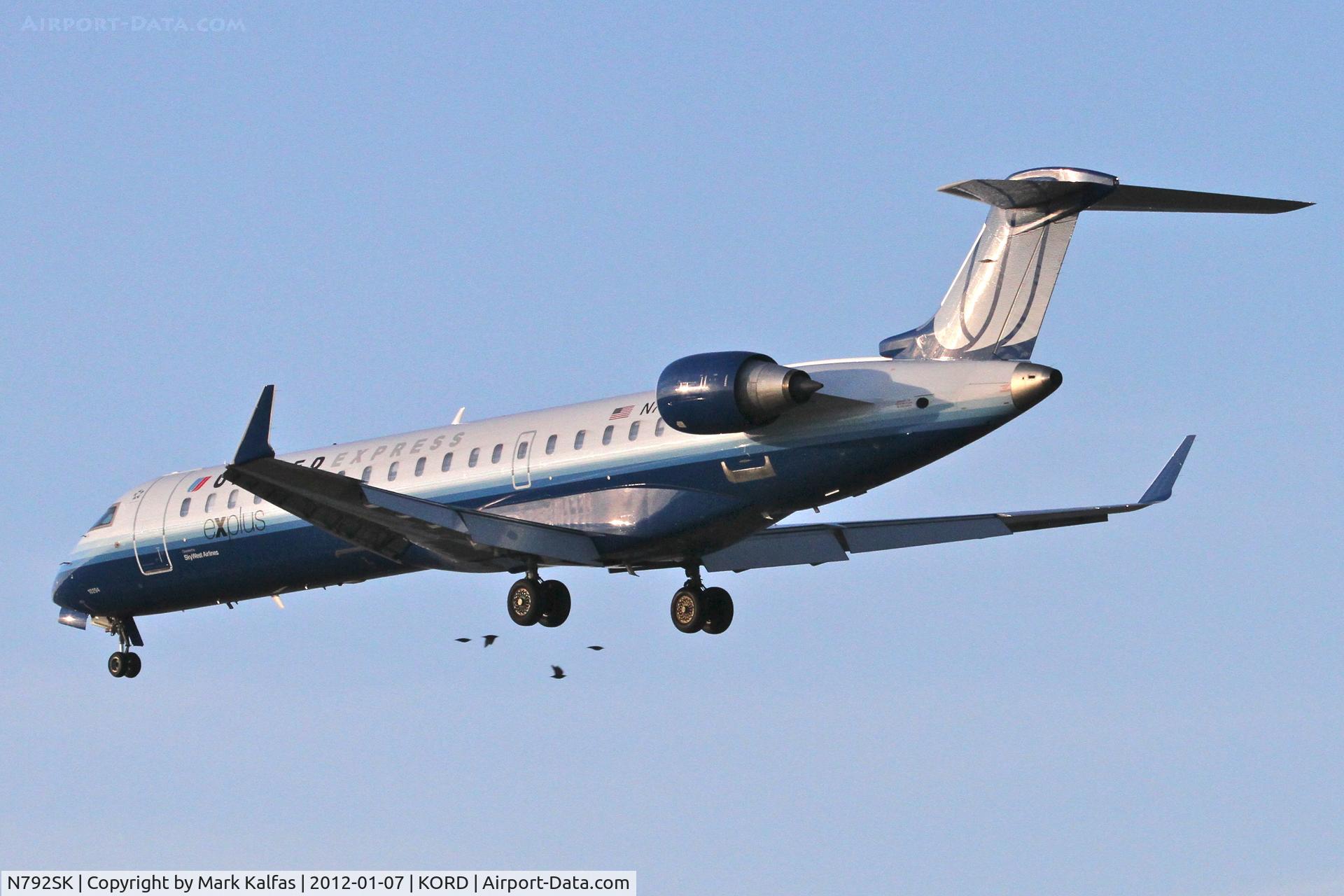 N792SK, 2009 Bombardier CRJ-700 (CL-600-2C10) Regional Jet C/N 10294, SkyWest/United Express N792SK Bombardier CL-600-2C10 on approach to RWY 28 KORD.