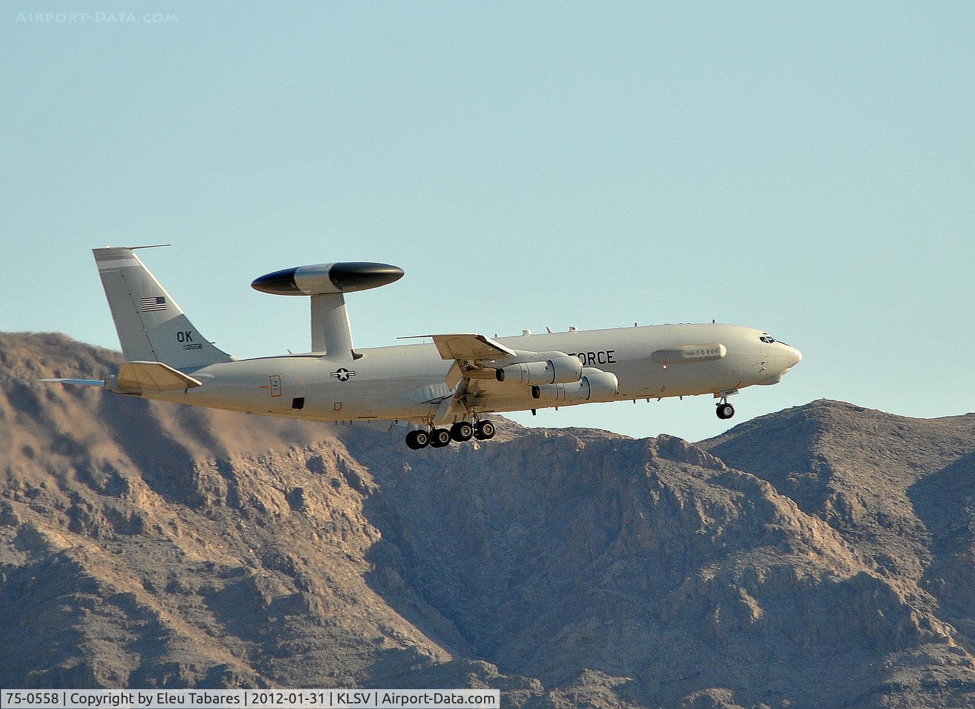 75-0558, 1975 Boeing E-3B (707) Sentry C/N 21208, Taken during Red Flag Exercise at Nellis Air Force Base, Nevada.