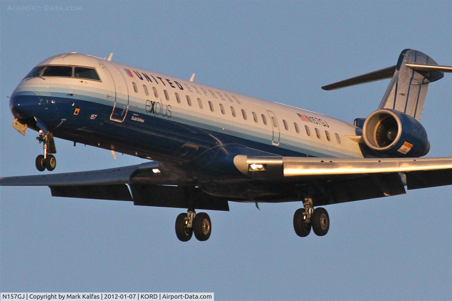 N157GJ, 2005 Bombardier CRJ-702 (CL-600-2C10) Regional Jet C/N 10230, GoJet N157GJ Bombardier CL-600-2C10 RWY 28 approach KORD.