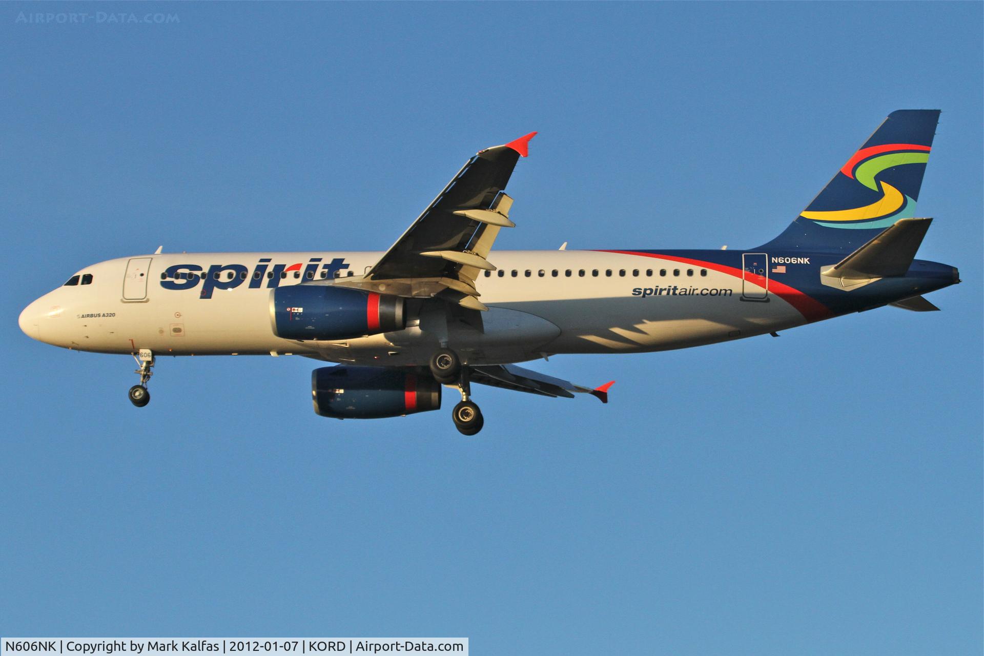 N606NK, 2011 Airbus A320-232 C/N 4592, Spirit Airlines N606NK Airbus A320-232 RWY 28 approach KORD.