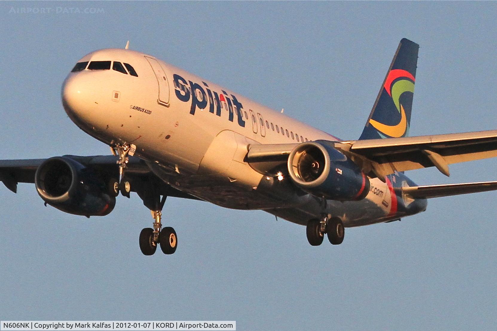 N606NK, 2011 Airbus A320-232 C/N 4592, Spirit Airlines N606NK Airbus A320-232 RWY 28 approach KORD.