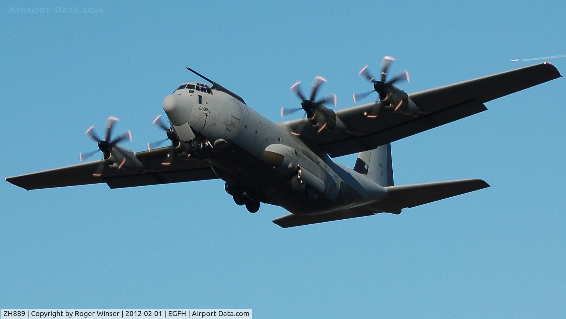 ZH889, 2000 Lockheed Martin C-130J Hercules C.5 C/N 382-5500, RAF Brize Norton Transport Wing Hercules C.5 coded 889 on a practice approach to Runway 22.