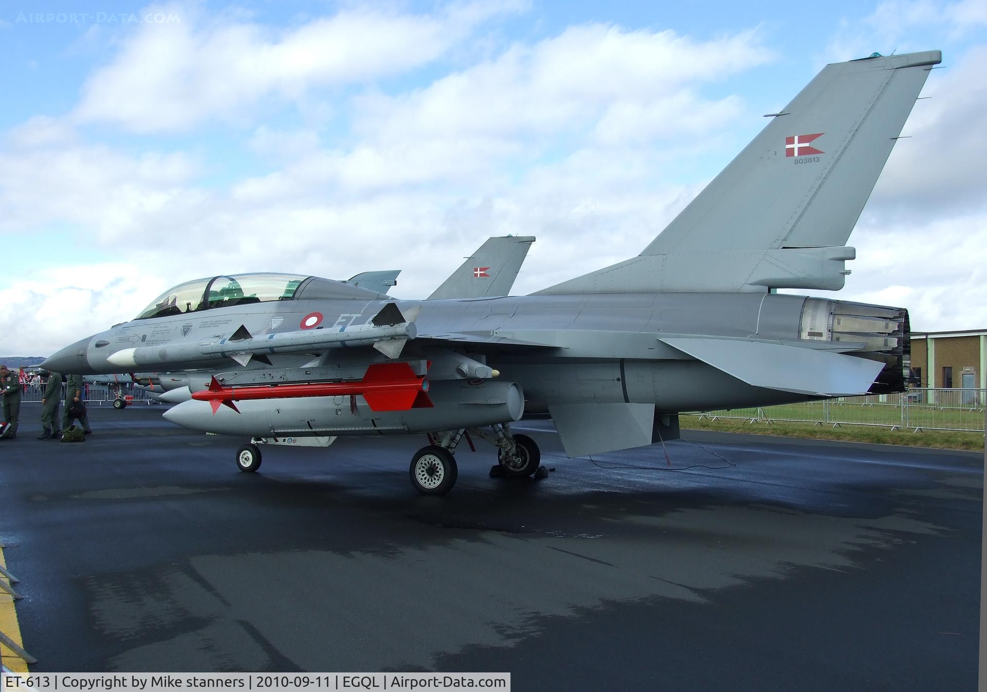 ET-613, 1980 General Dynamics F-16BM Fighting Falcon C/N 6G-10, 727Sqn F-16B Loaded with  2x 370 gal tanks,2x AIM-9L Sidewinder and 2x AIM-120 AMRAAM's