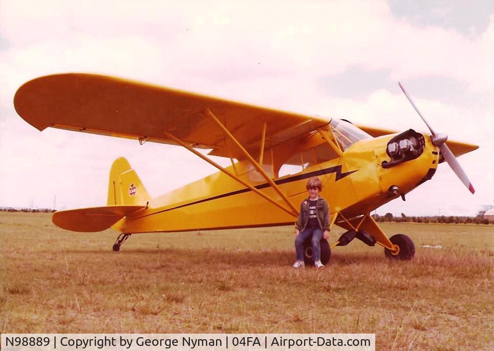 N98889, 1946 Piper J3C-65 Cub C/N 19105, My father owned this Cub back in the 1980's. This is a picture of me, and N98889.