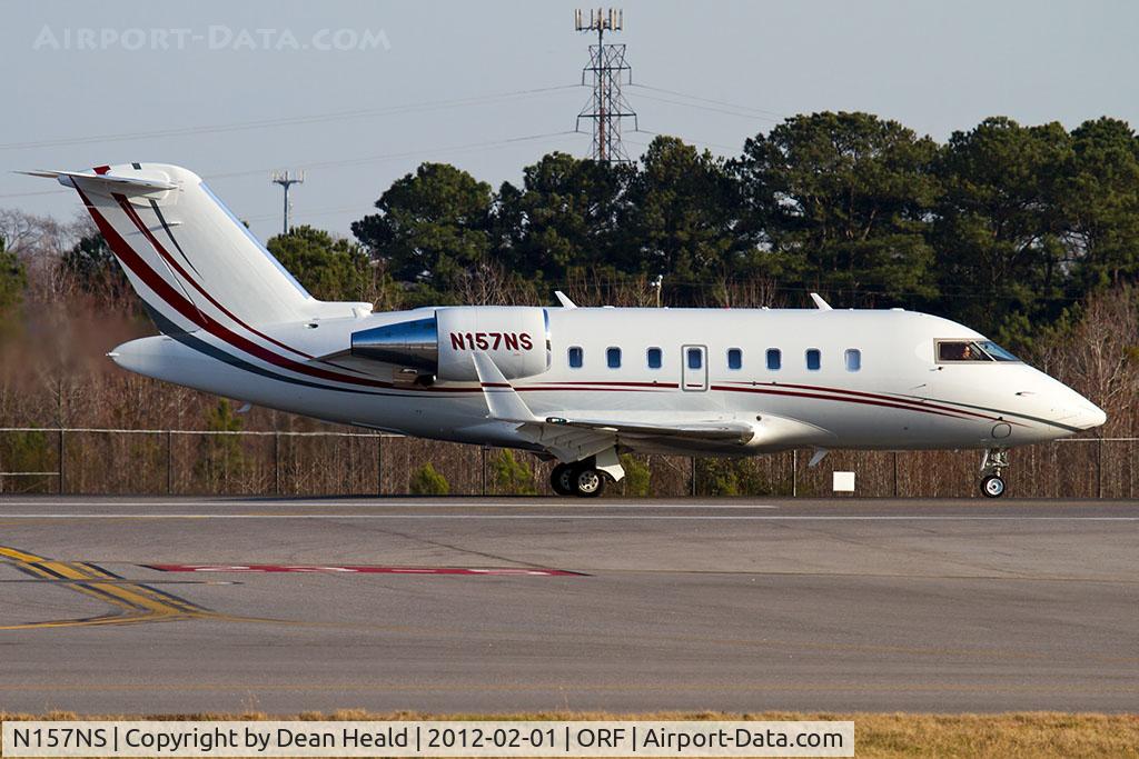 N157NS, 2010 Bombardier Challenger 605 (CL-600-2B16) C/N 5859, Norfolk Southern Railway Company's 2010 Bombardier CL-600-2B16 Challenger 605 N157NS starting takeoff roll on RWY 23 from taxiway Foxtrot intersection.