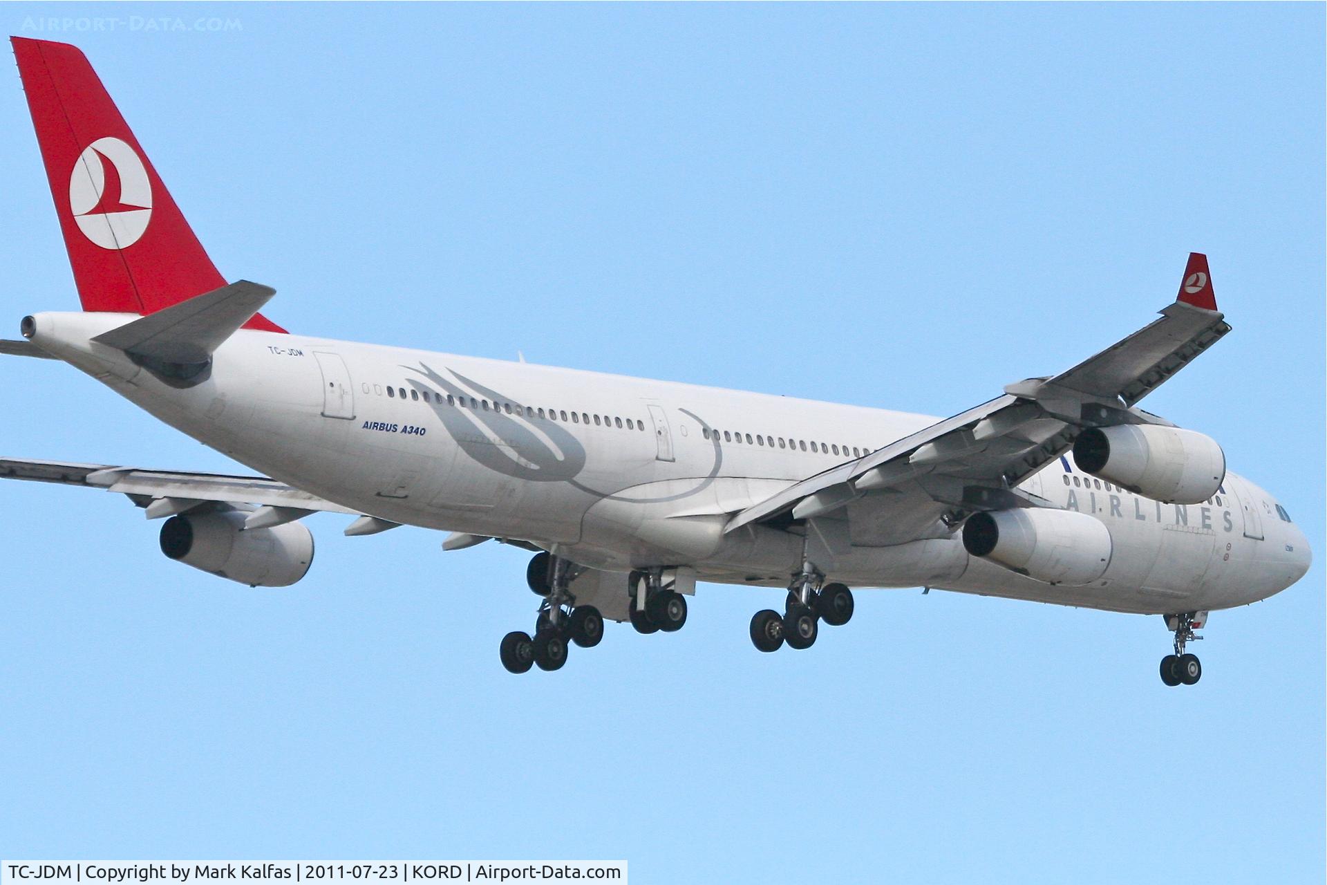 TC-JDM, 1996 Airbus A340-311 C/N 115, Turkish Airlines TC-JDM on approach RWY 10 KORD.