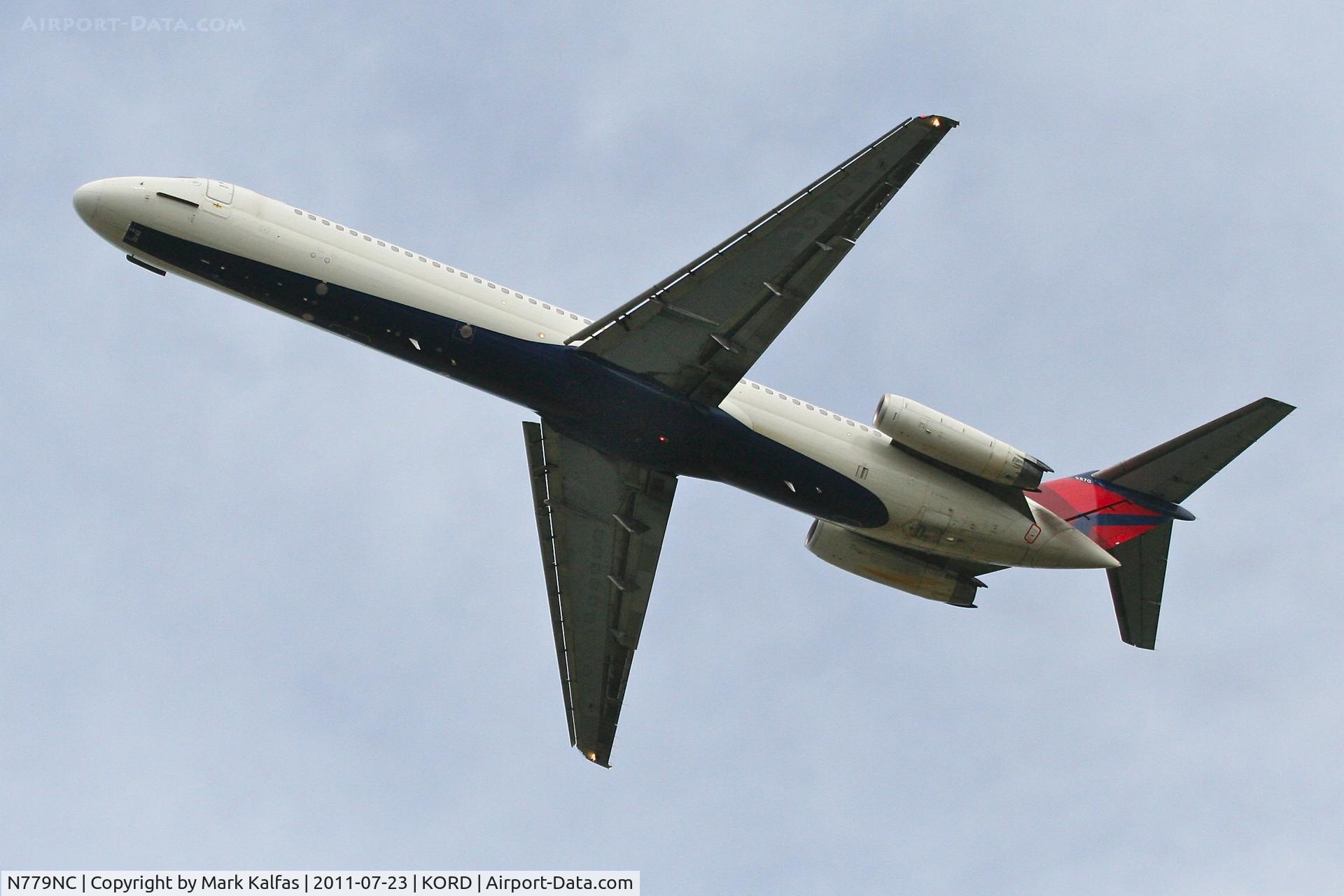 N779NC, 1979 McDonnell Douglas DC-9-51 C/N 48101, Delta Airlines McDonnell Douglas DC-9-51, N779NC departing RWY 32L KORD. ( It was originally ordered by North Central Airlines and delivered to Republic Airlines on 1979-07-12 - still showing some youth for being 33 years old)