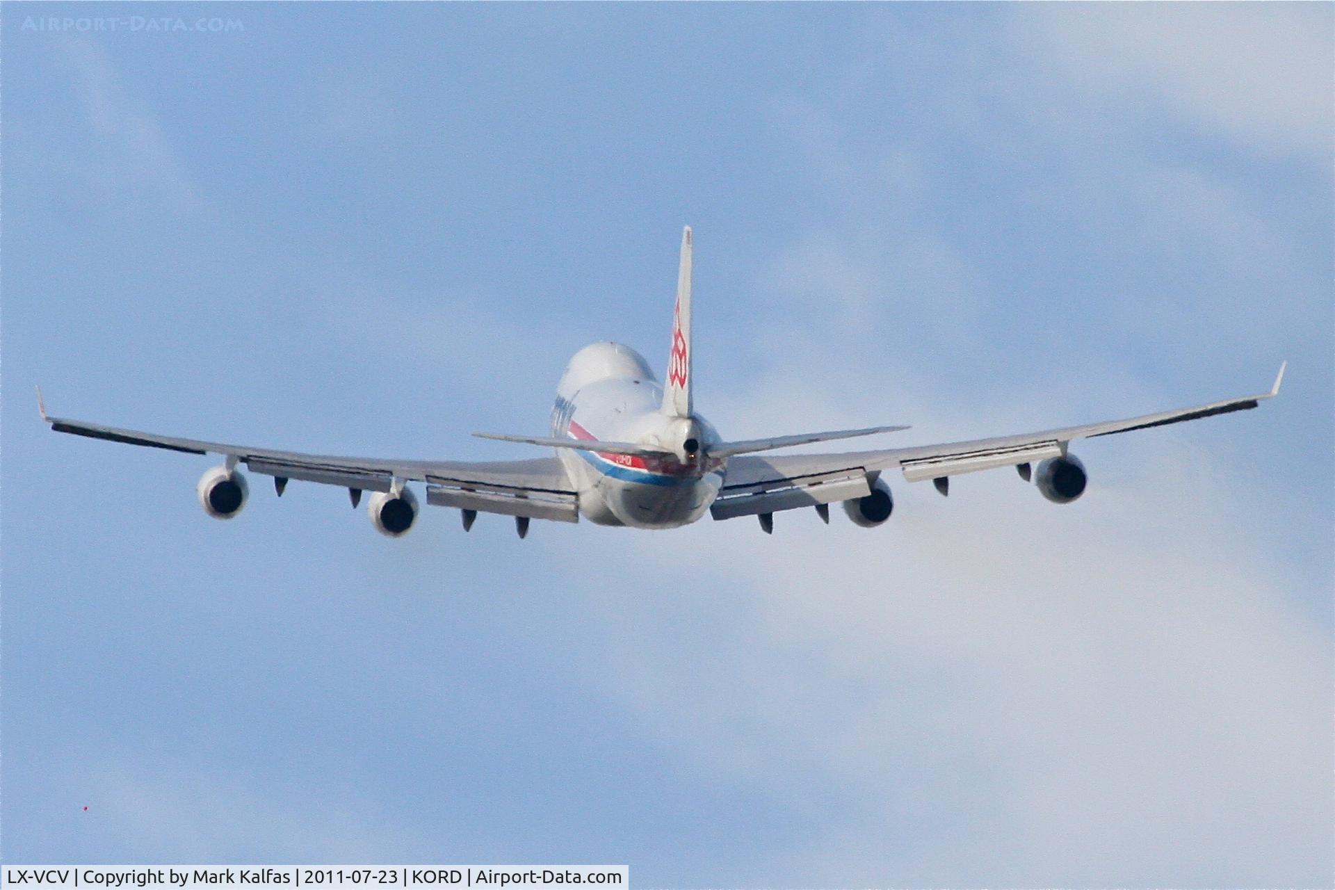 LX-VCV, 2005 Boeing 747-4R7F/SCD C/N 34235, Cargolux Boeing 747-4R7F (SCD),  LX-VCV departing RWY 32L KORD.